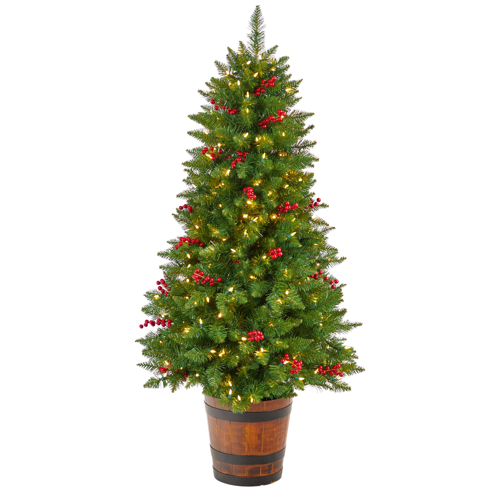 5ft. Pre-Lit Colorado Aspen Artificial Christmas Tree in Decorative Planter, White LED Lights