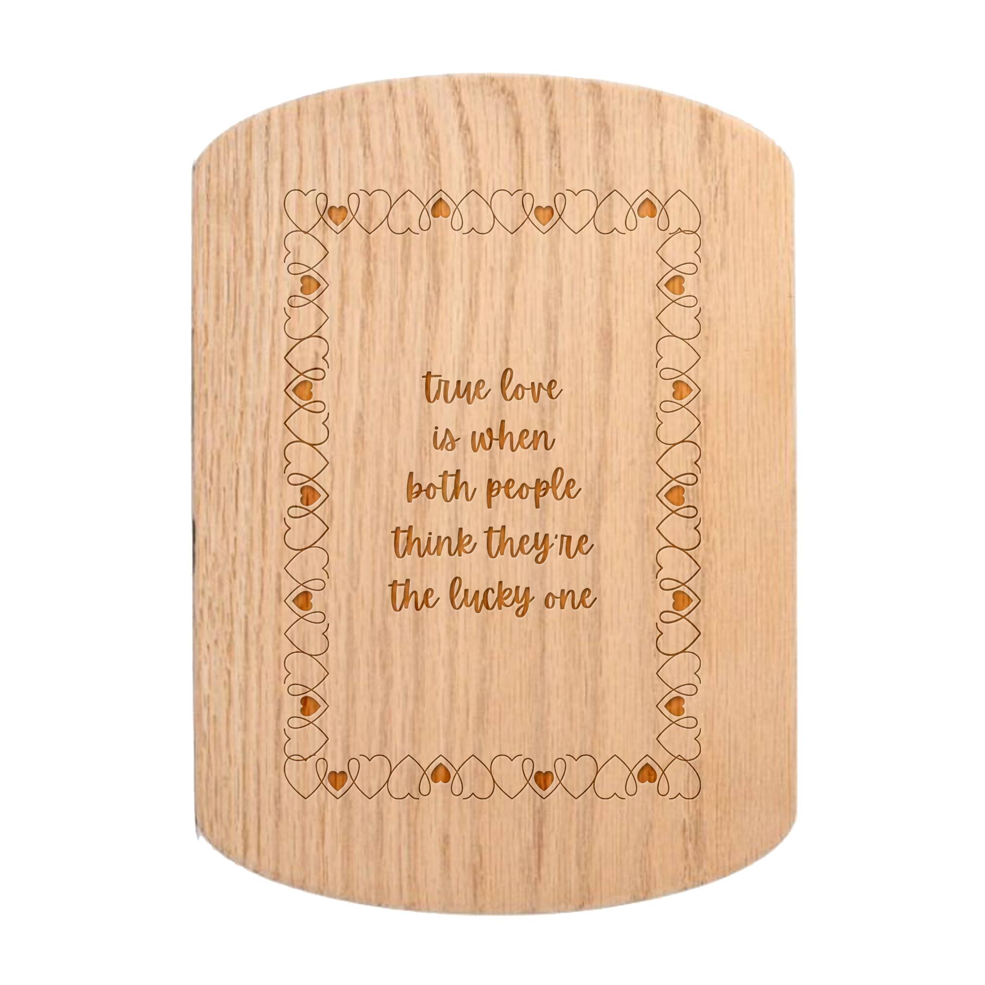 11&#x22; x 8&#x22; True Love Lucky Ones Redwood Oval Cutting Board