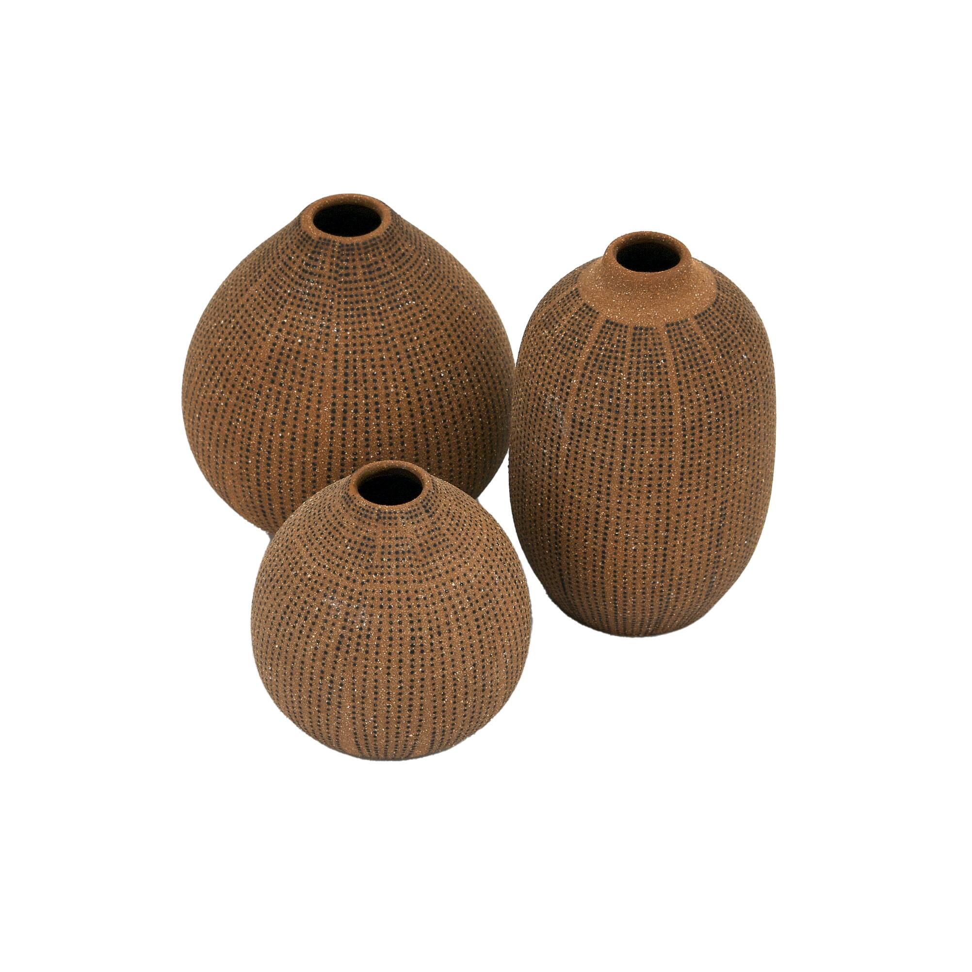 Natural Textured Stoneware Vase Set