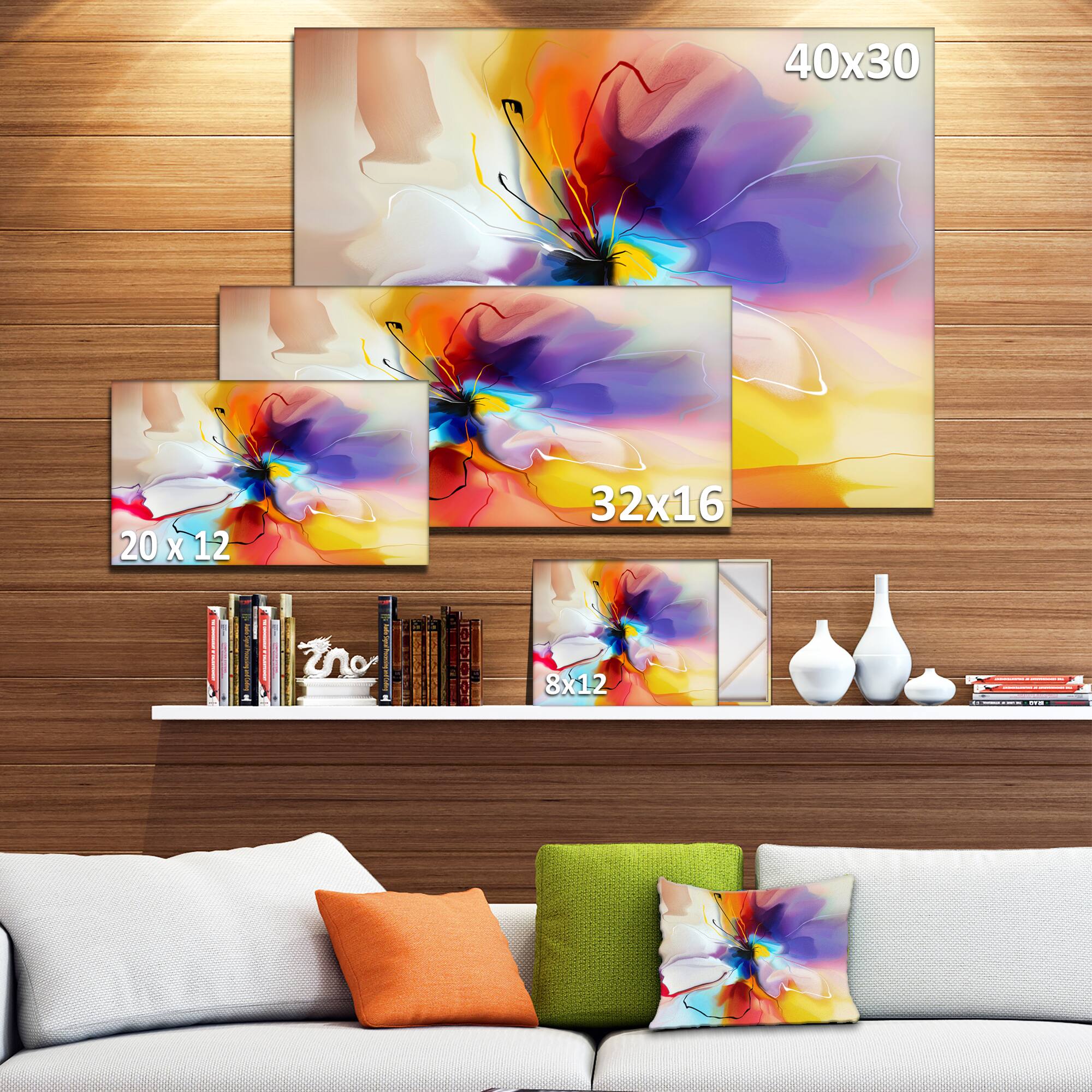 Designart - Creative Flower in Multiple Colors - Large Floral canvas art