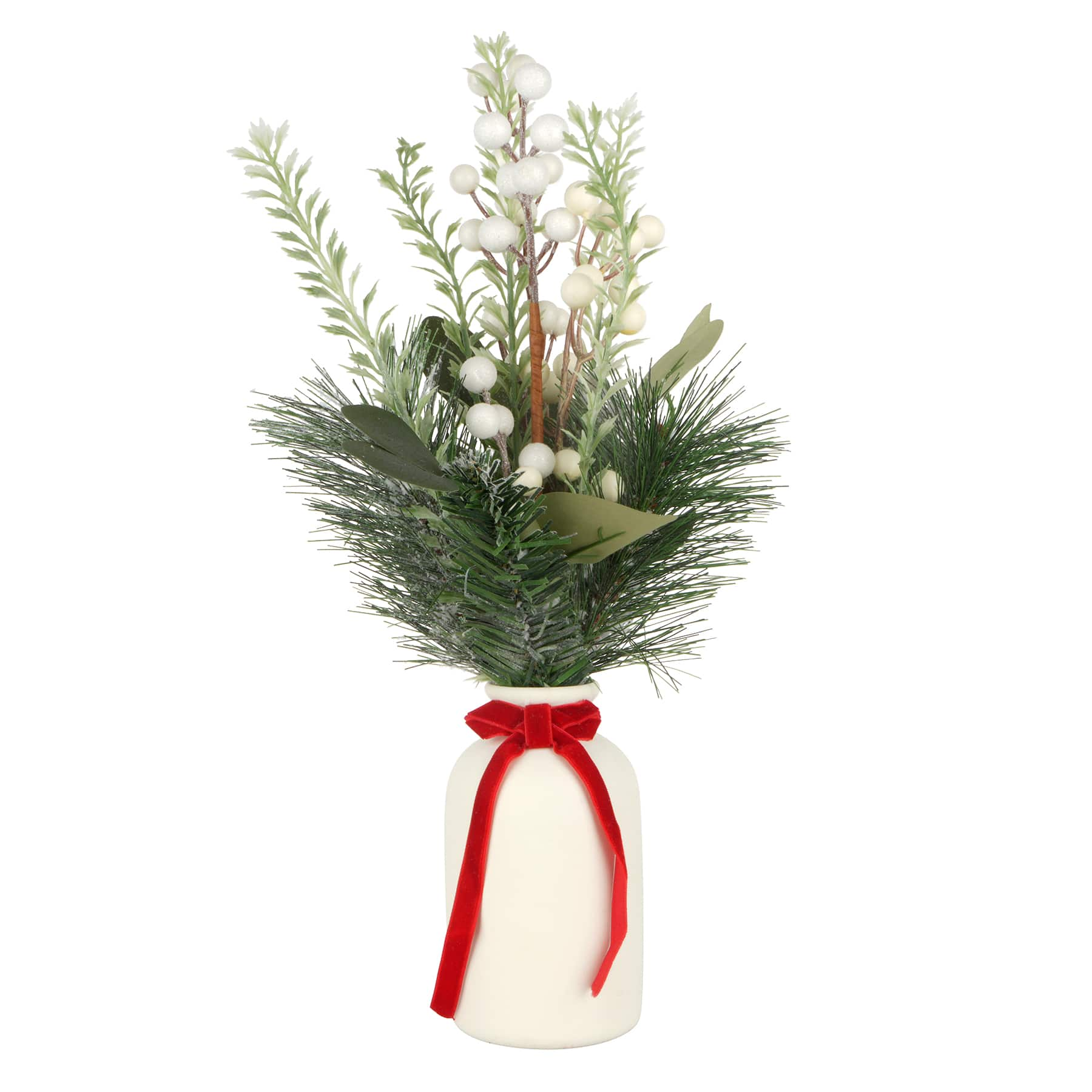 16&#x22; Winter Greenery &#x26; White Berry Arrangement in White Vase by Ashland&#xAE;