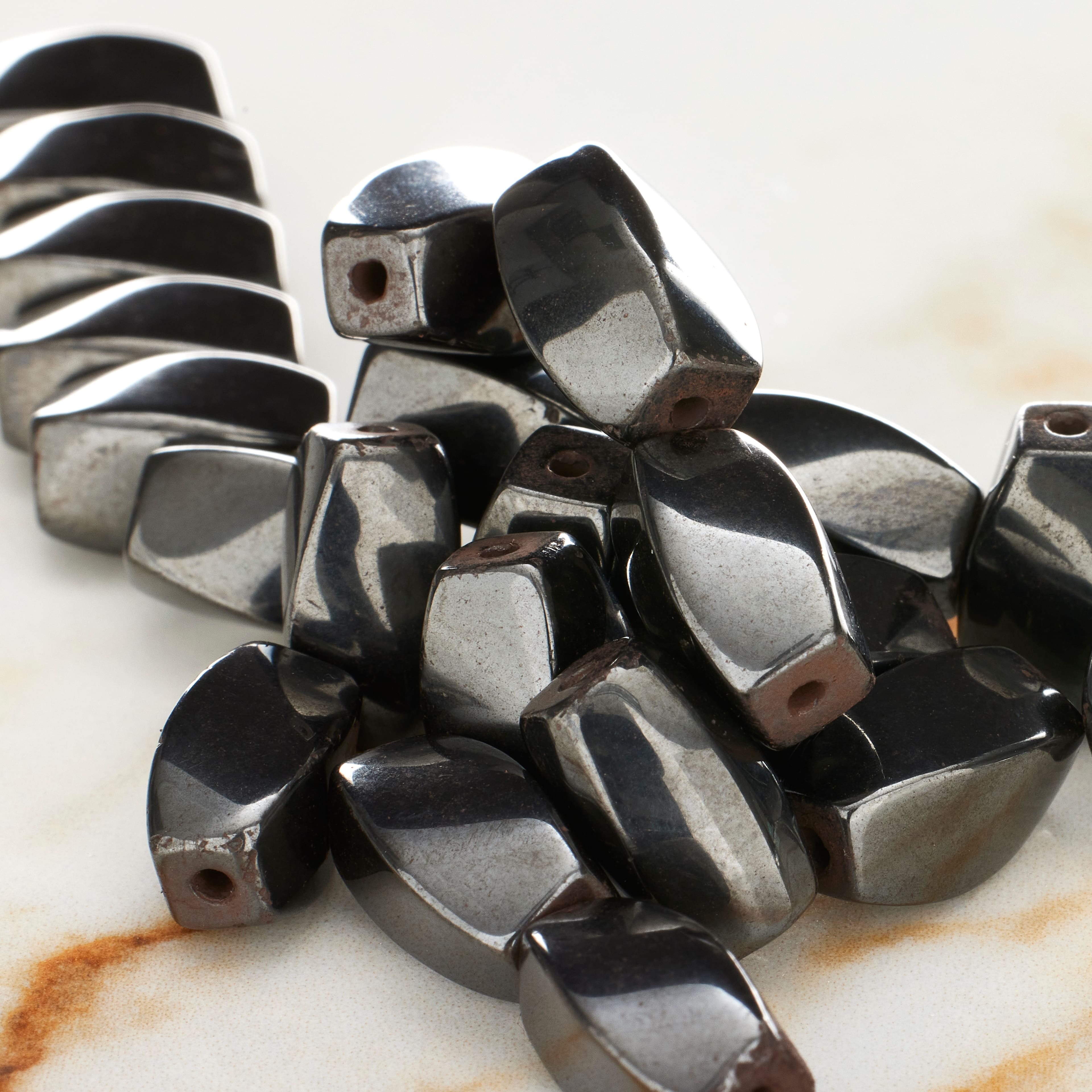 Magnetic Hematite Twist Beads, 12mm by Bead Landing™