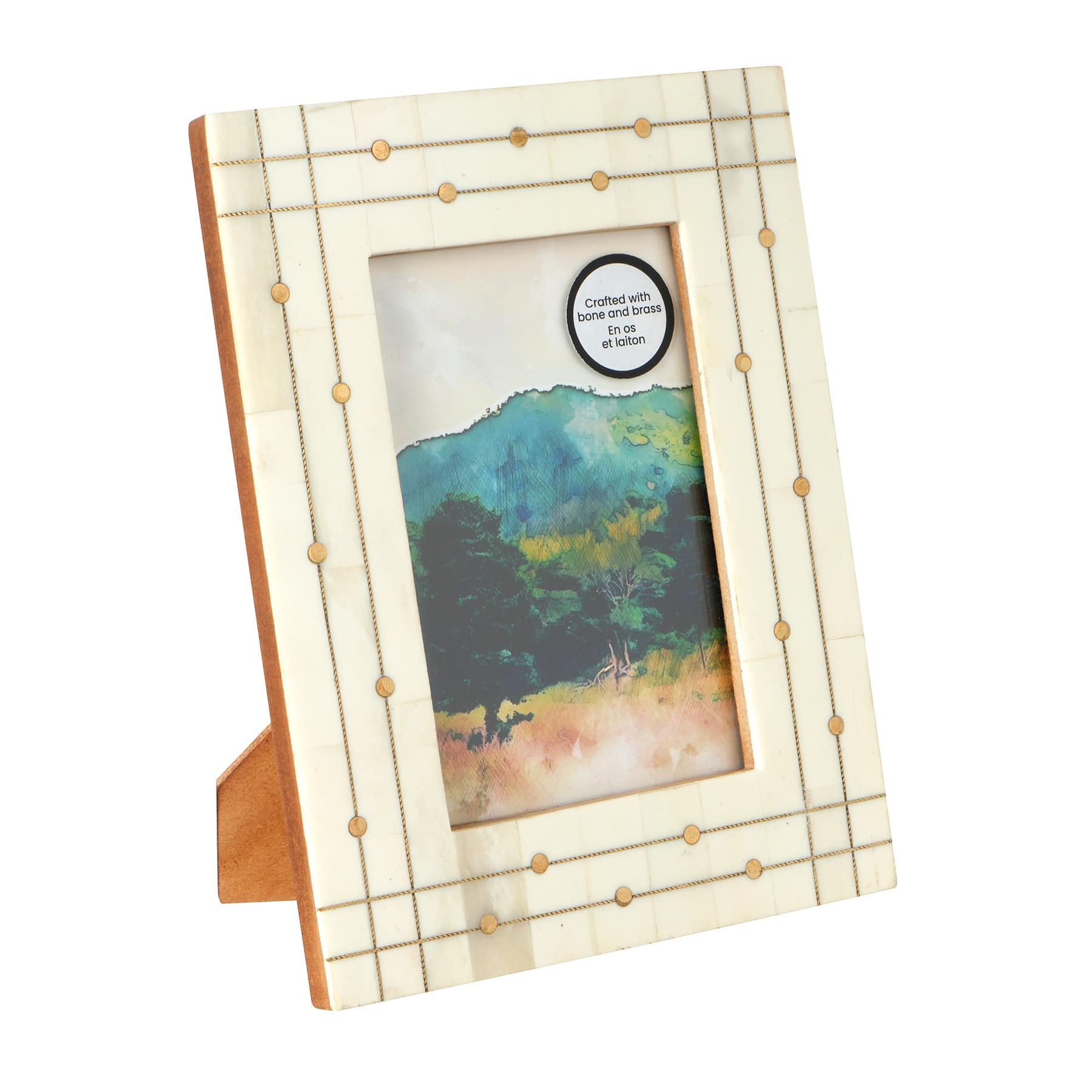 4&#x22; x 6&#x22; Bone &#x26; Brass Tabletop Frame, Atelier by Studio D&#xE9;cor&#xAE;