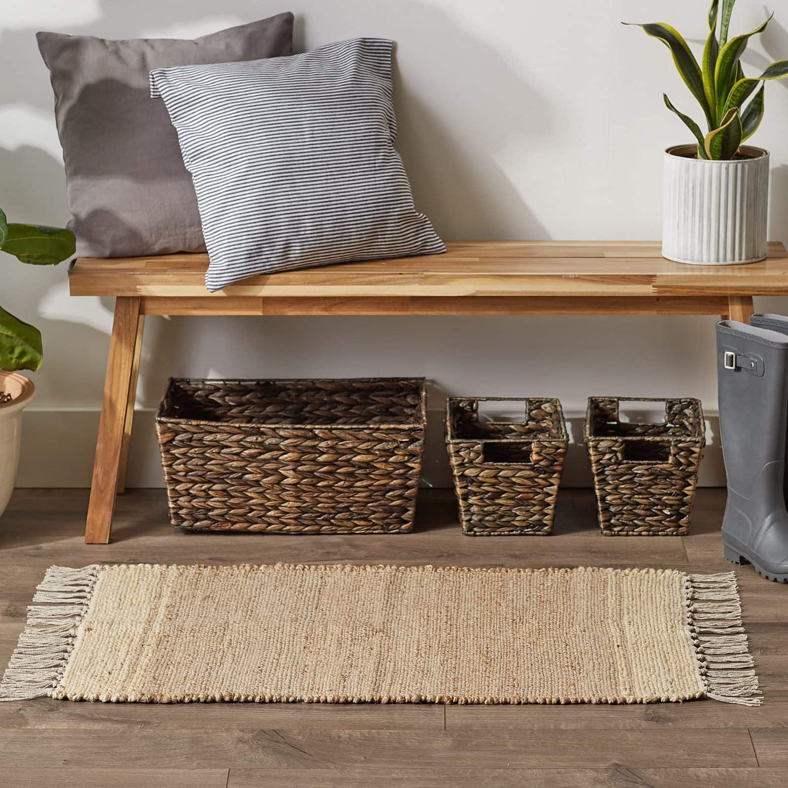 DII® Off White With Natural Jute Stripes Hand-Loomed Rug, 2ft. x 3ft.