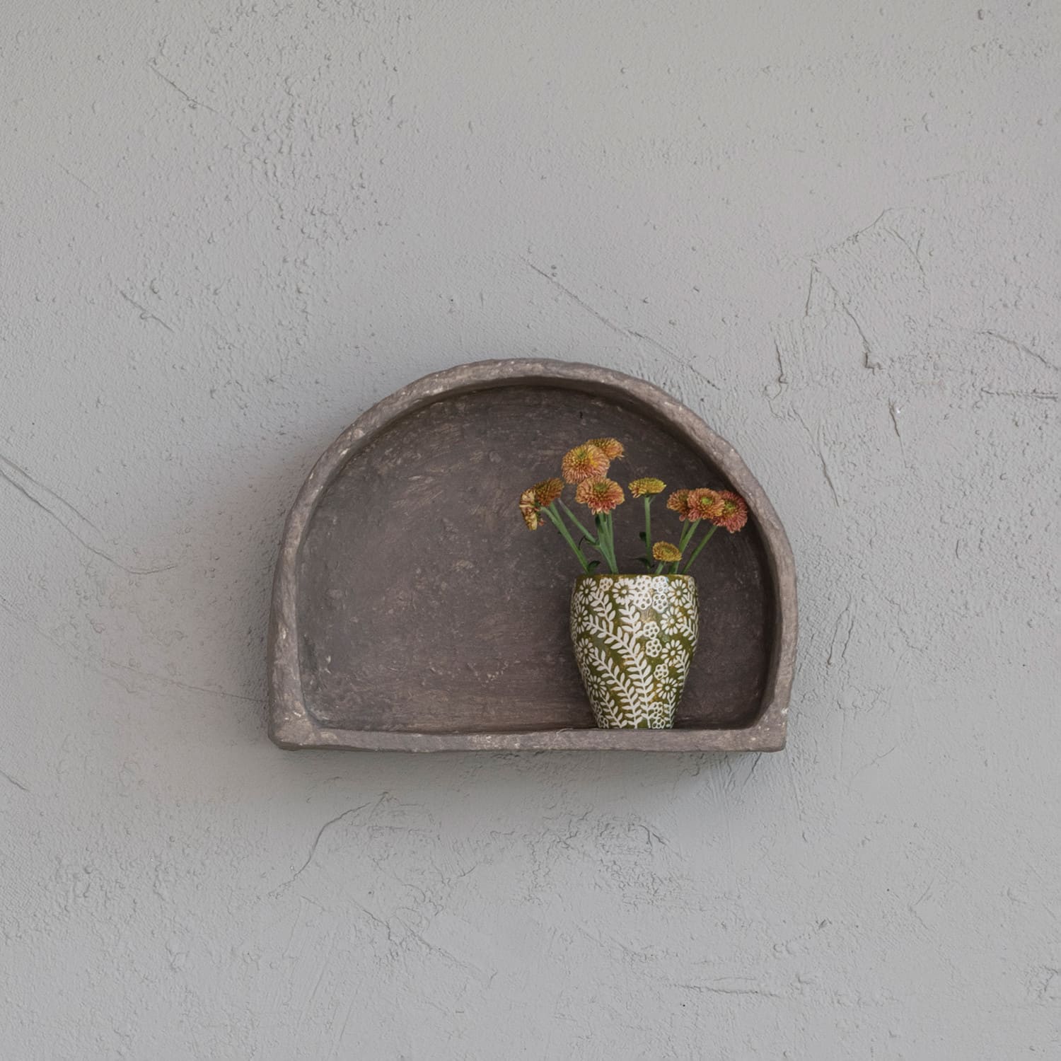 Hello Honey&#xAE; Gray Paper Mache Half Moon Wall Shelf