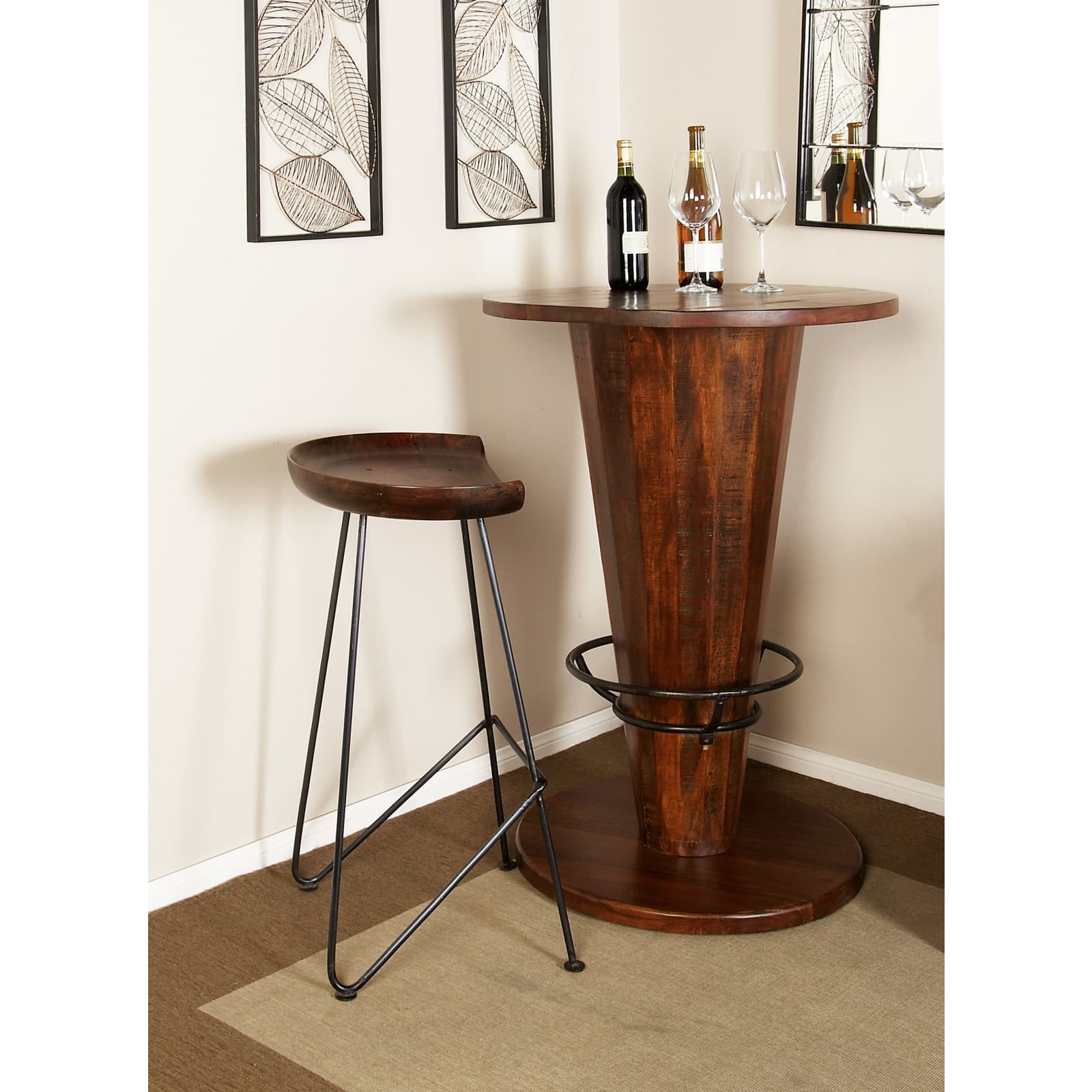 Brown Iron & Wood Rustic Stool