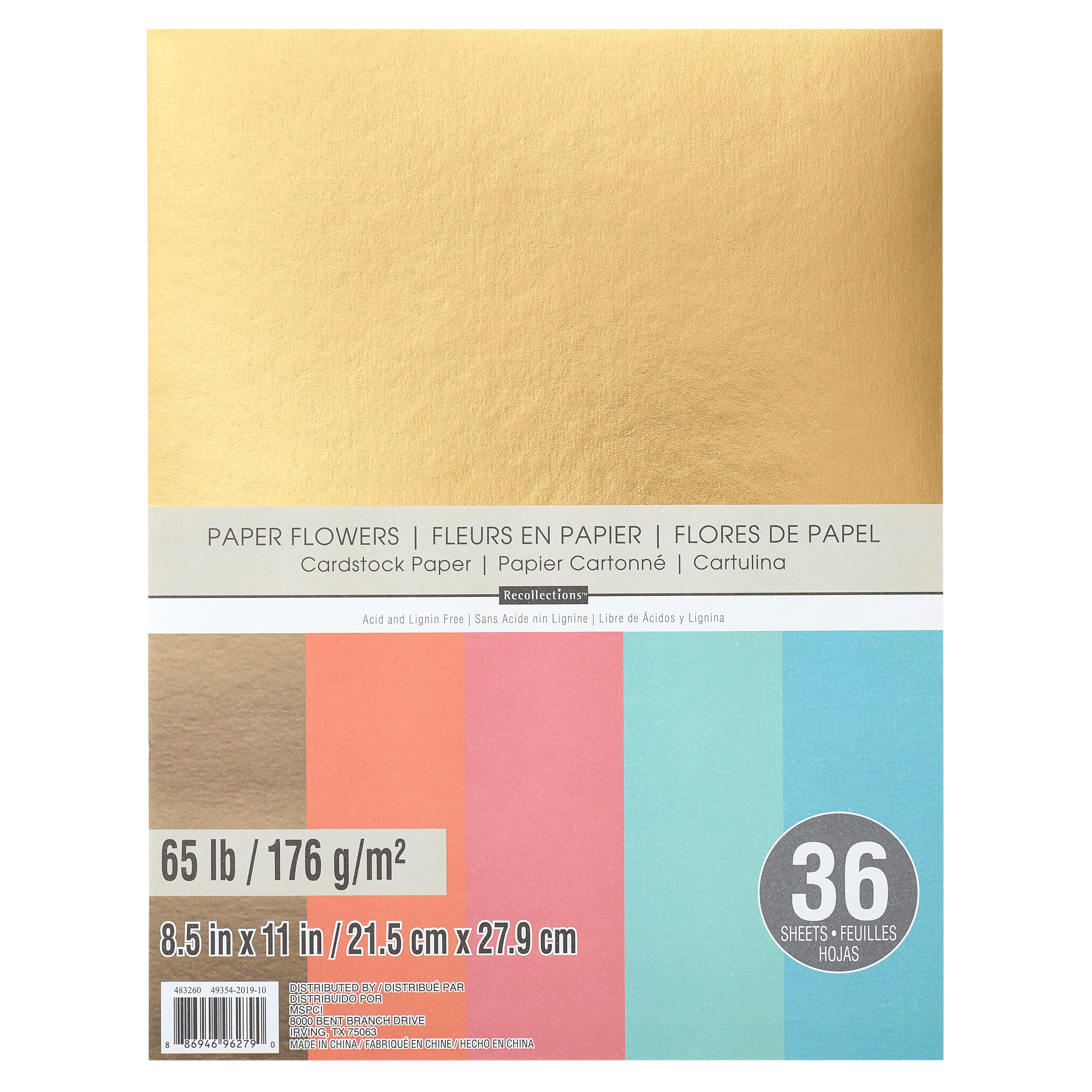 SALE!! 8.5 x 11 CARDSTOCK PAPER - FLORAL COLORS #3 - LOT OF 10