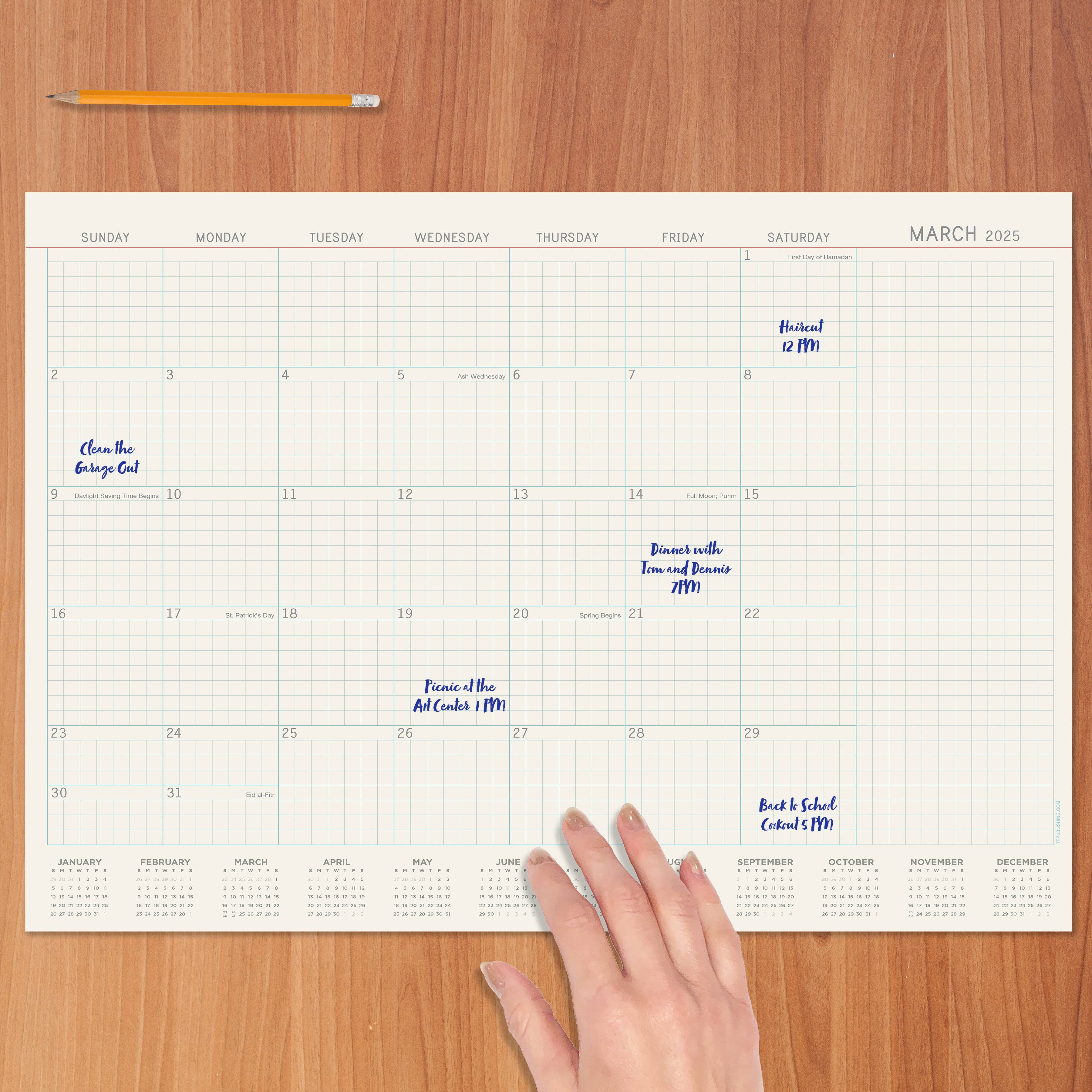 TF Publishing Medium 2025 Vintage Professional Monthly Blotter Desk Pad Calendar