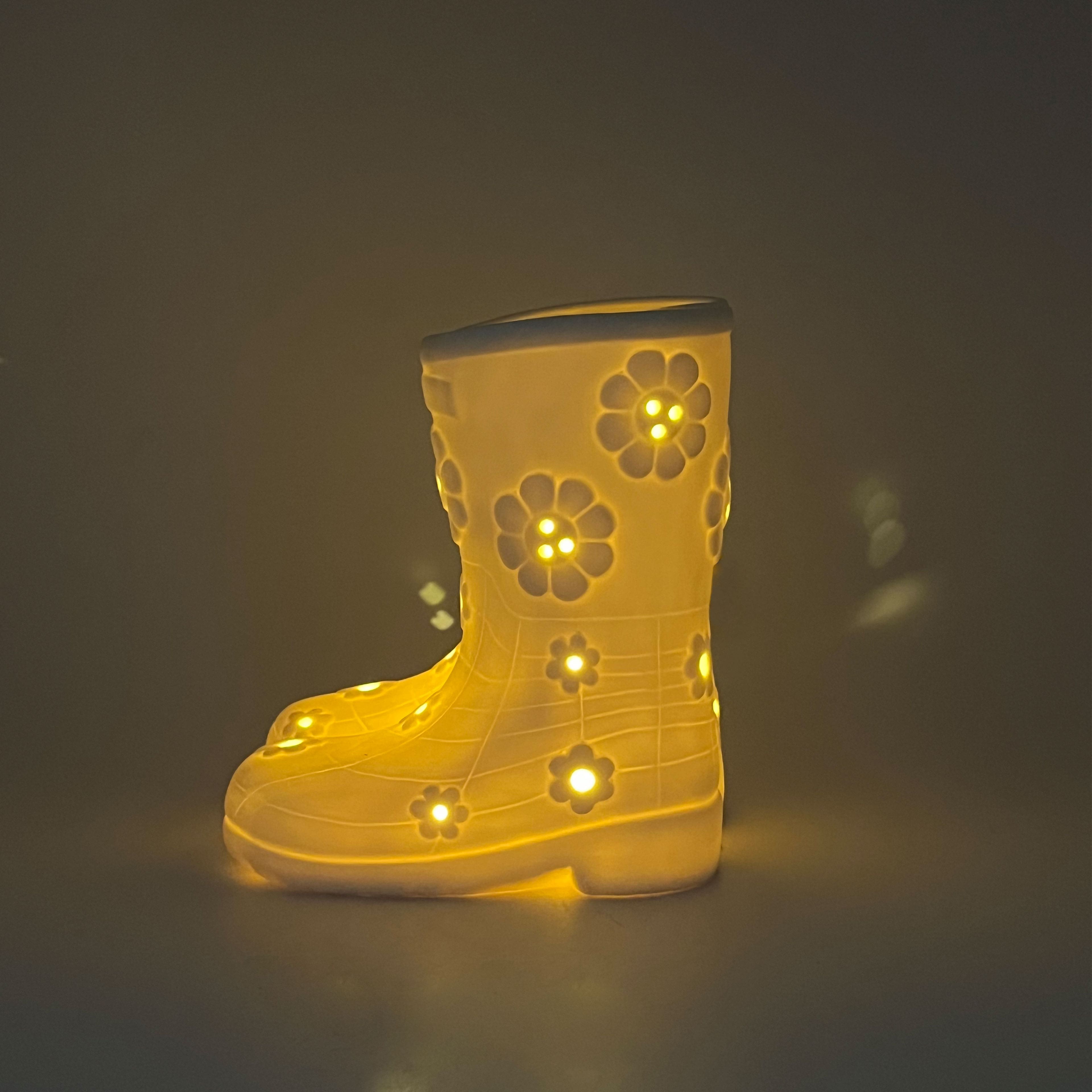 7&#x22; Unfinished Rain Boot DIY LED Ceramic D&#xE9;cor by Make Market&#xAE;