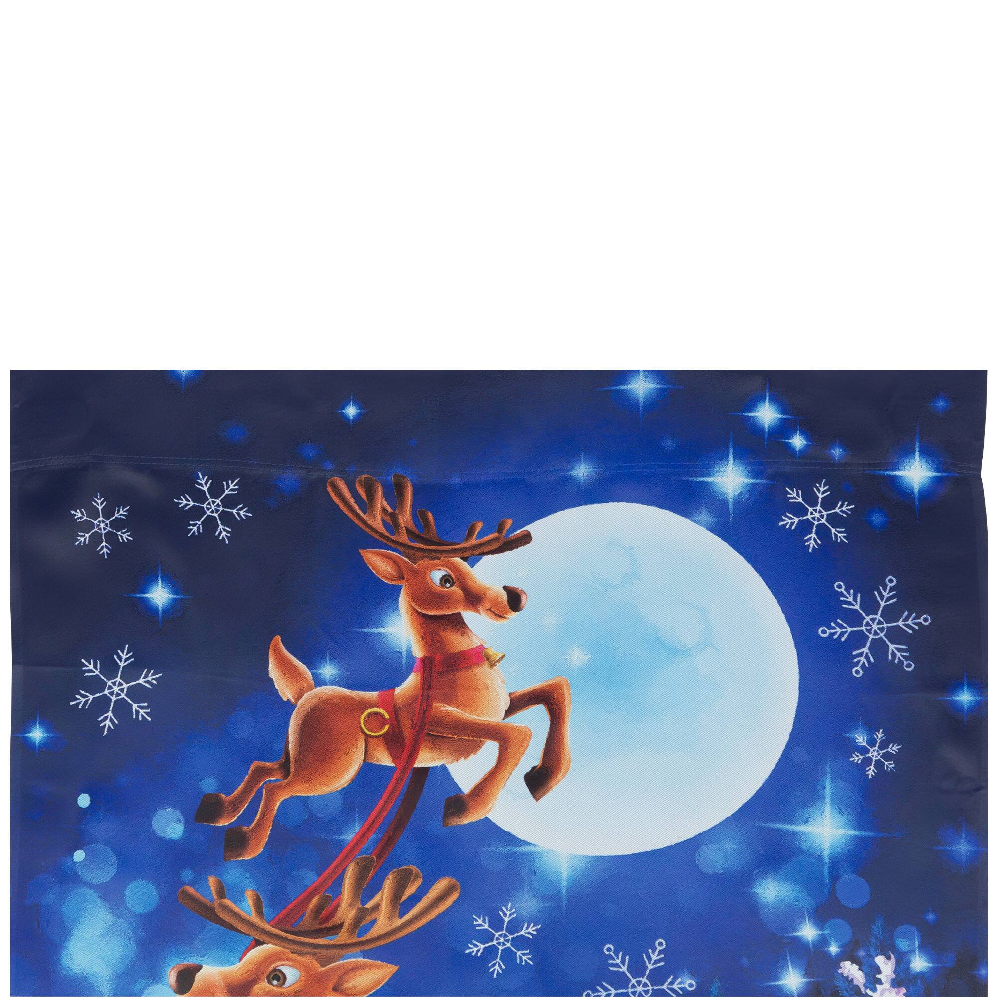 Santa&#x27;s Reindeer-Drawn Sleigh Ride Christmas Outdoor Flag - 40&#x22; x 28&#x22;