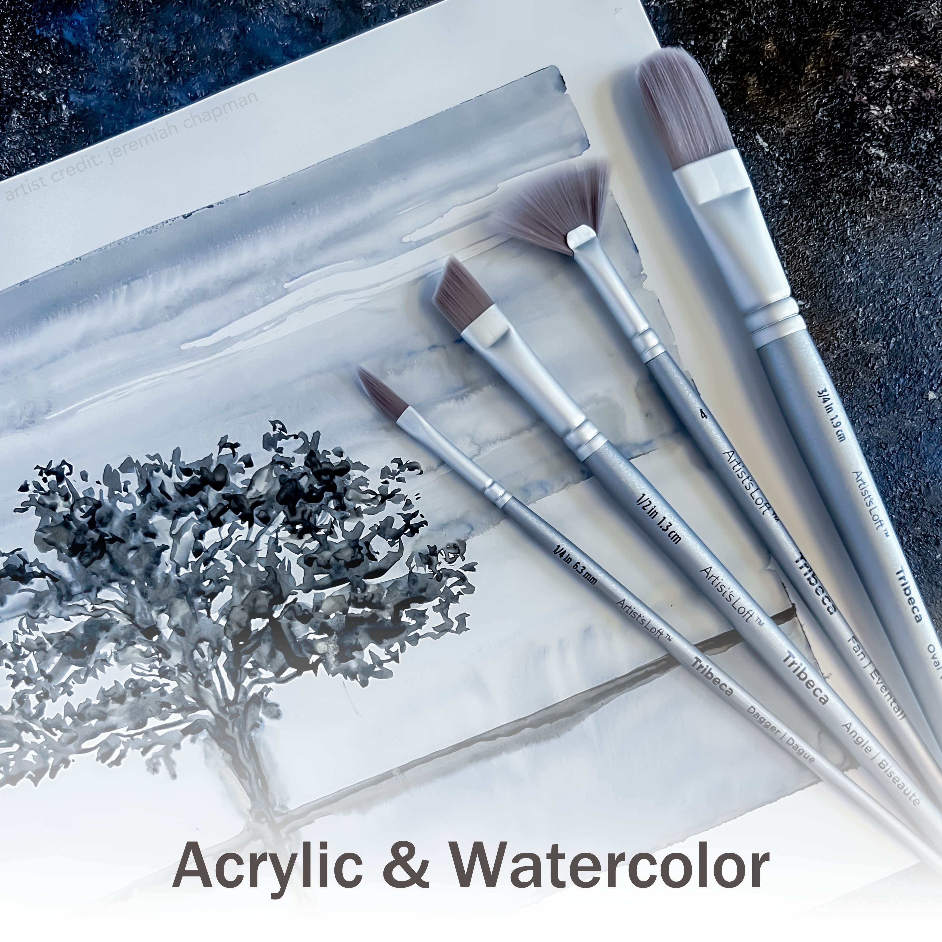 Tribeca Synthetic Short Handle Flat Brush by Artist&#x27;s Loft&#x2122;