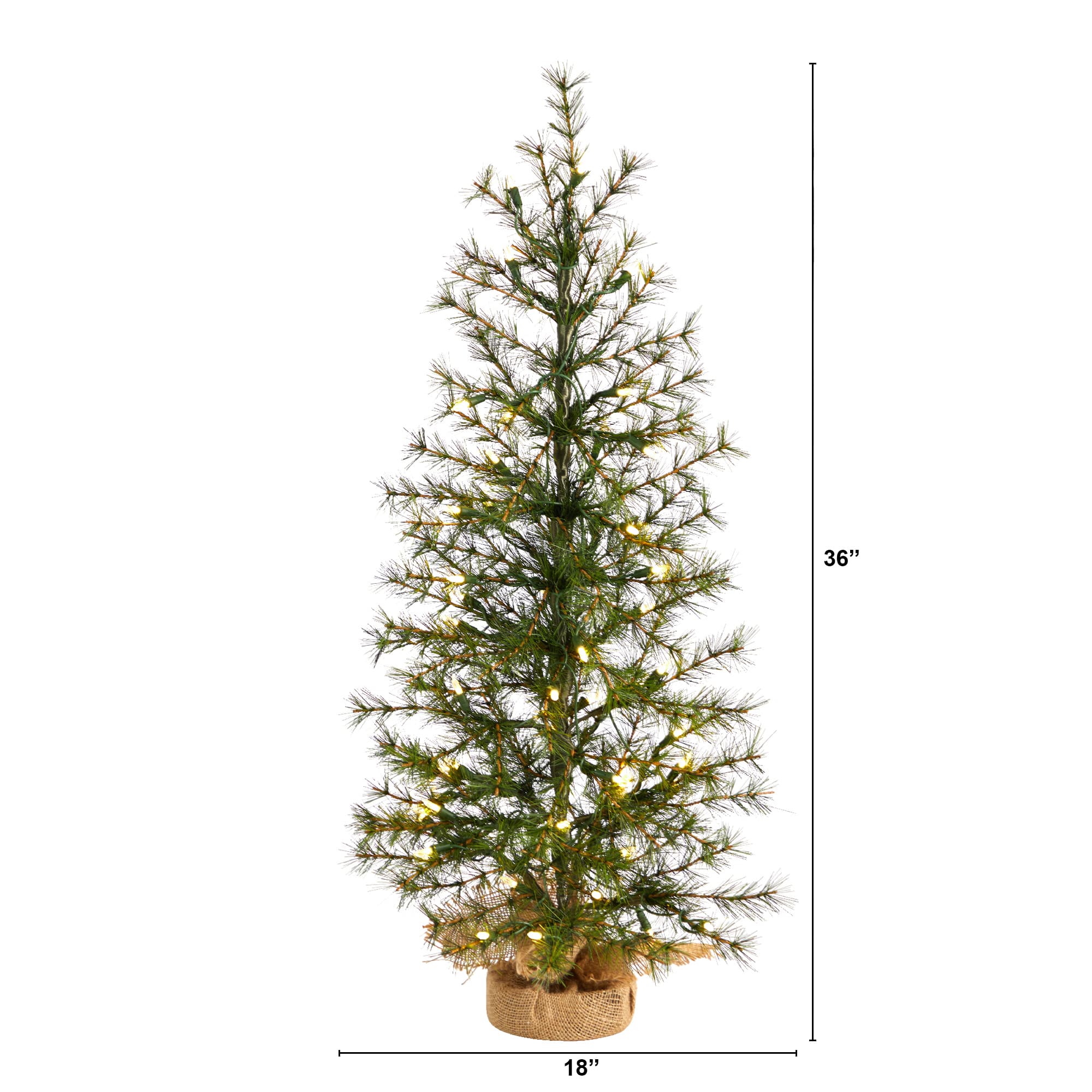 3ft. Pre-Lit Artificial Christmas Tree in Burlap Base, Clear LED Lights