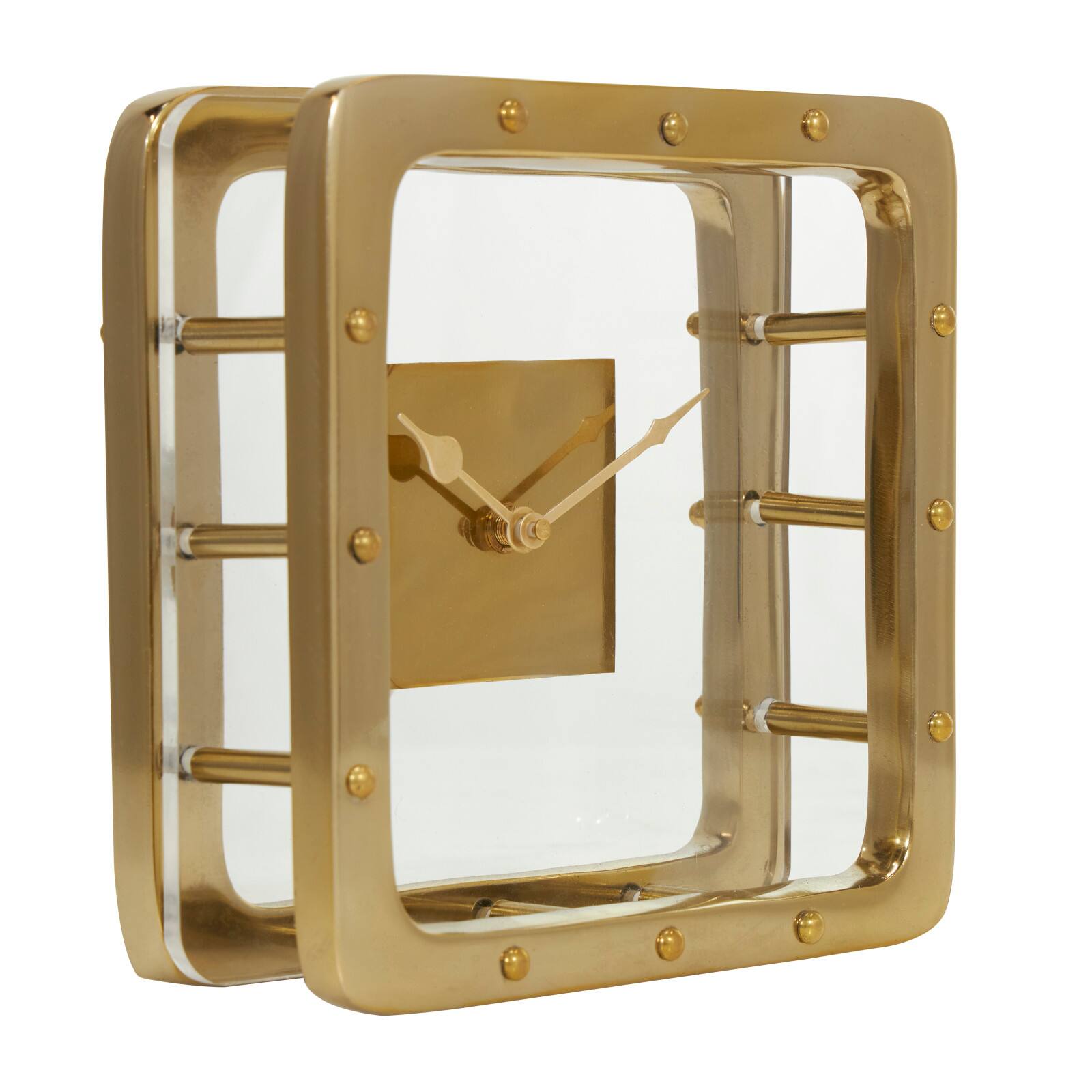 8&#x22; Gold Aluminum Geometric Floating Clock