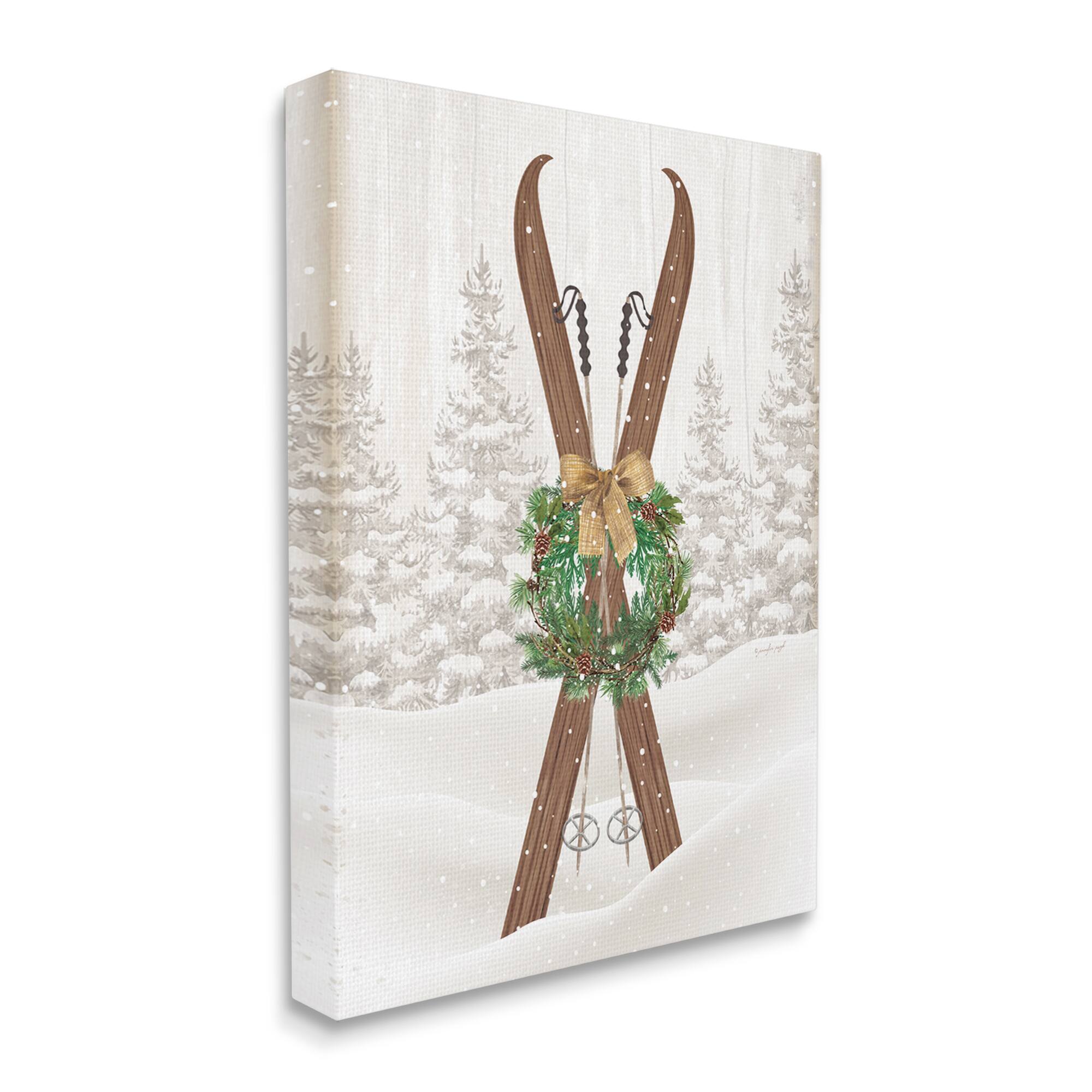 Stupell Industries Winter Skis Holiday Wreath Canvas Wall Art