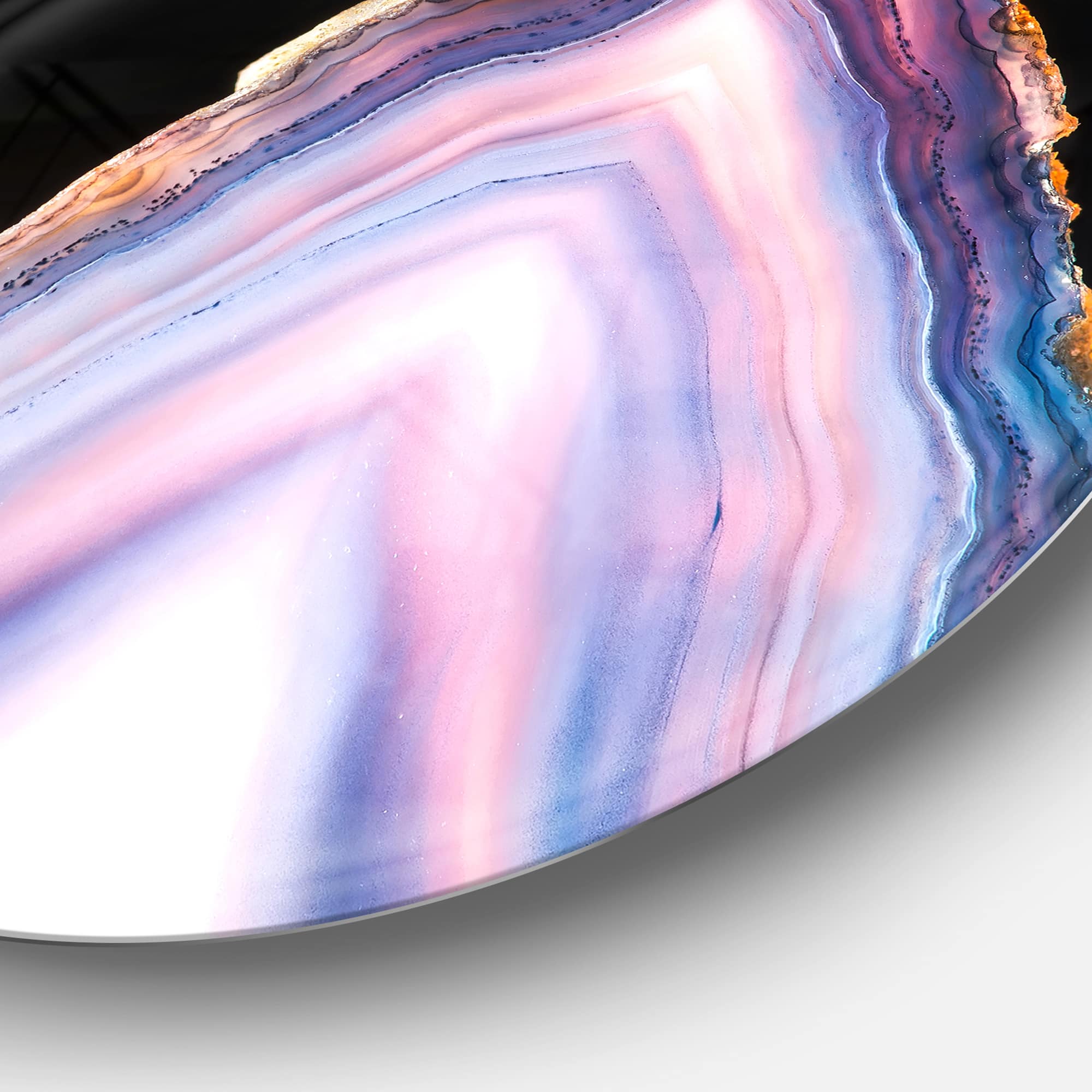 Designart - Beautiful Slice of Agate on Black' Large Abstract Metal Artwork