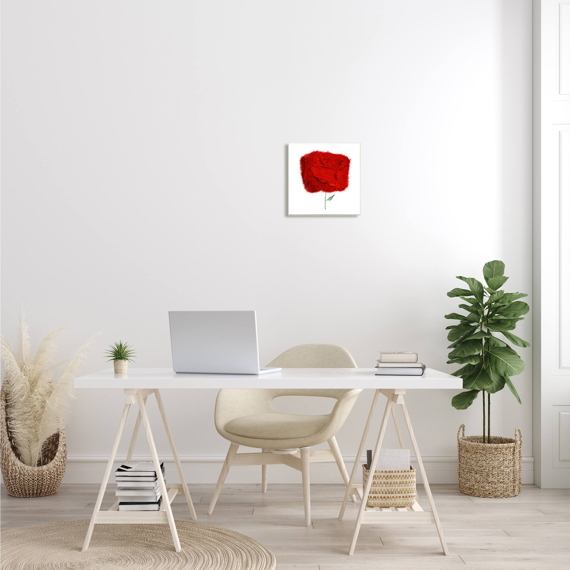 Stupell Industries Nerudo Rose Abstract Interpretation Modern Red Floral,12" x 12"