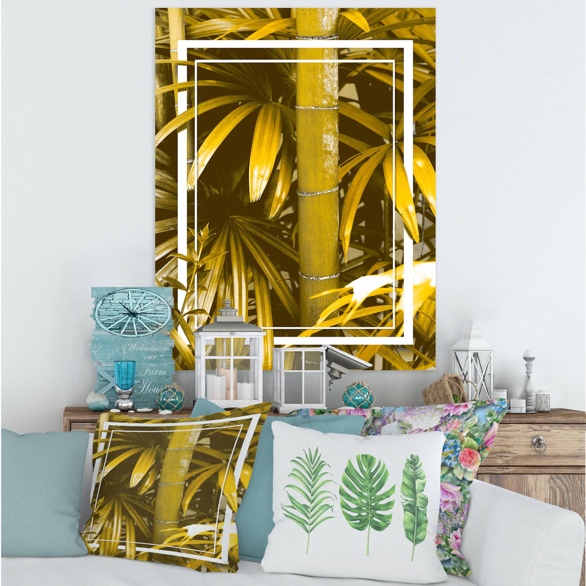 Designart - Yellow Bamboo and Tropical Leaves
