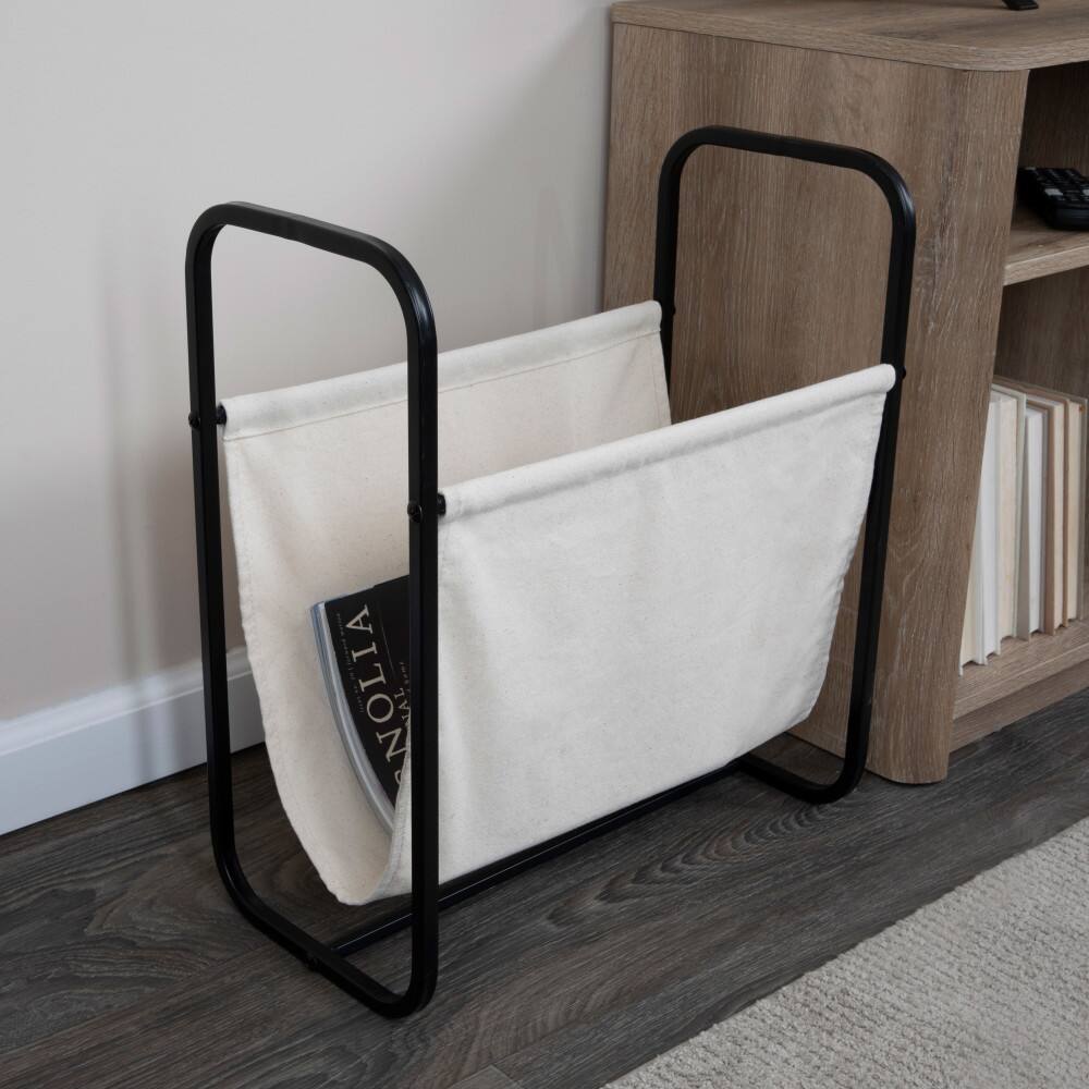 Household Essentials 20&#x22; Canvas &#x26; Metal Magazine Rack