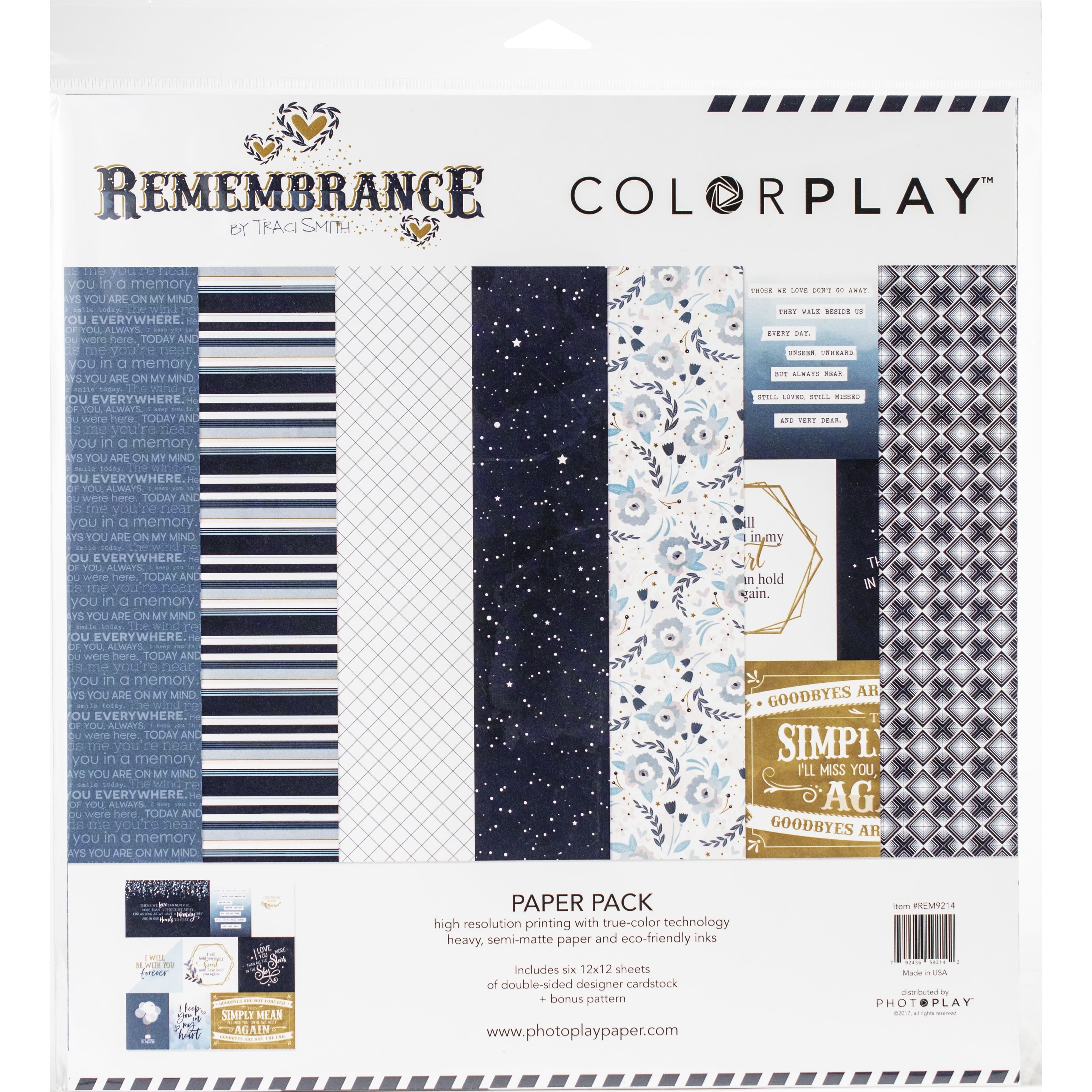 ColorPlay Collection Pack 12&#x22;X12&#x22;-Remembrance, 6 Designs/2 Each + Bonus