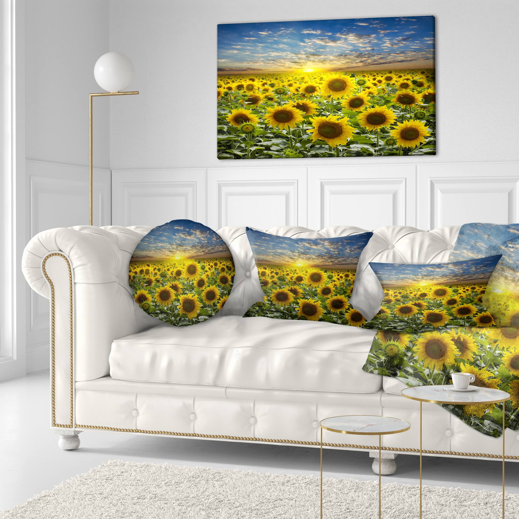 Designart - Field of Blooming Sunflowers - Large Flower Canvas Wall Art