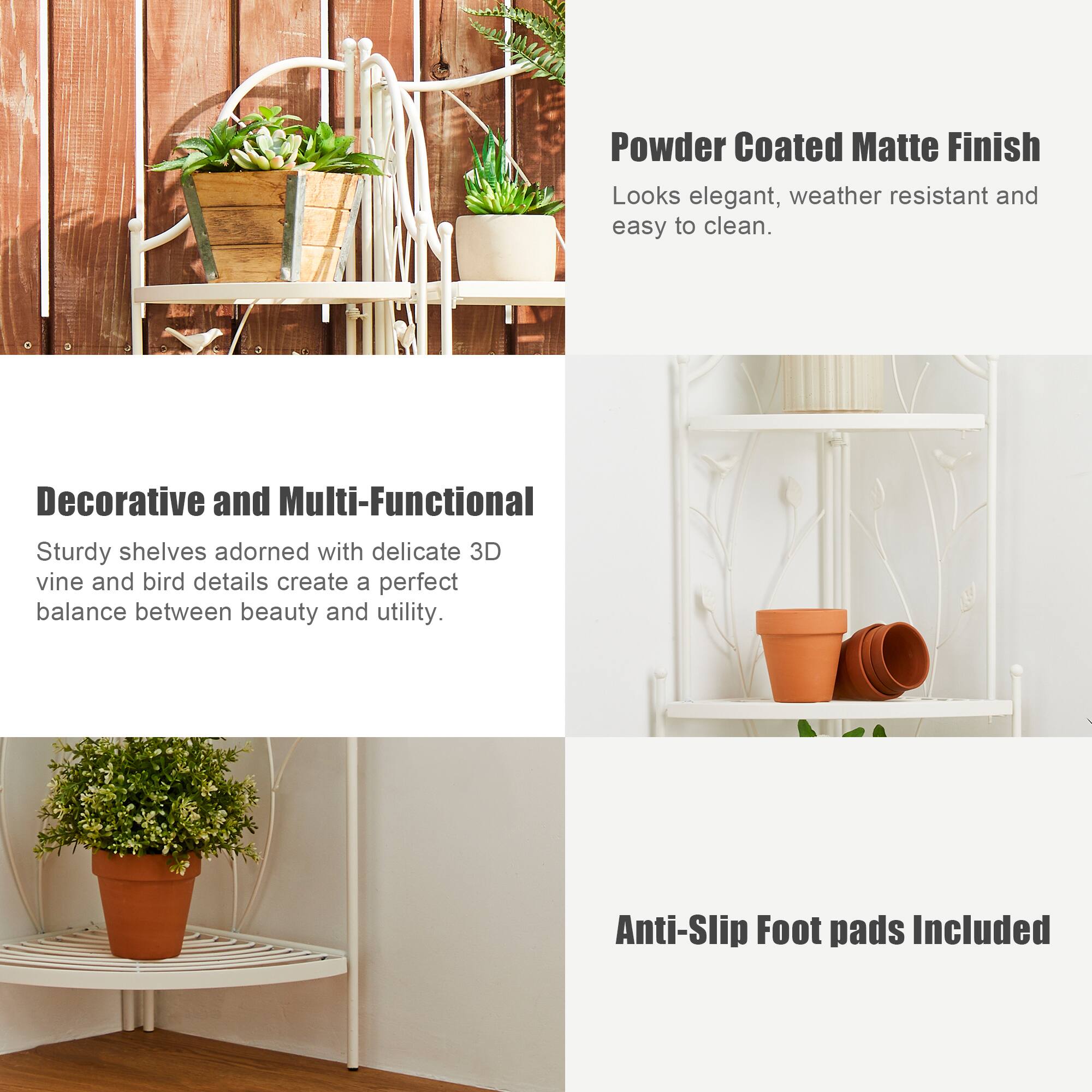Glitzhome&#xAE; 4ft. Metal 4-Tiered Corner Shelf Stand