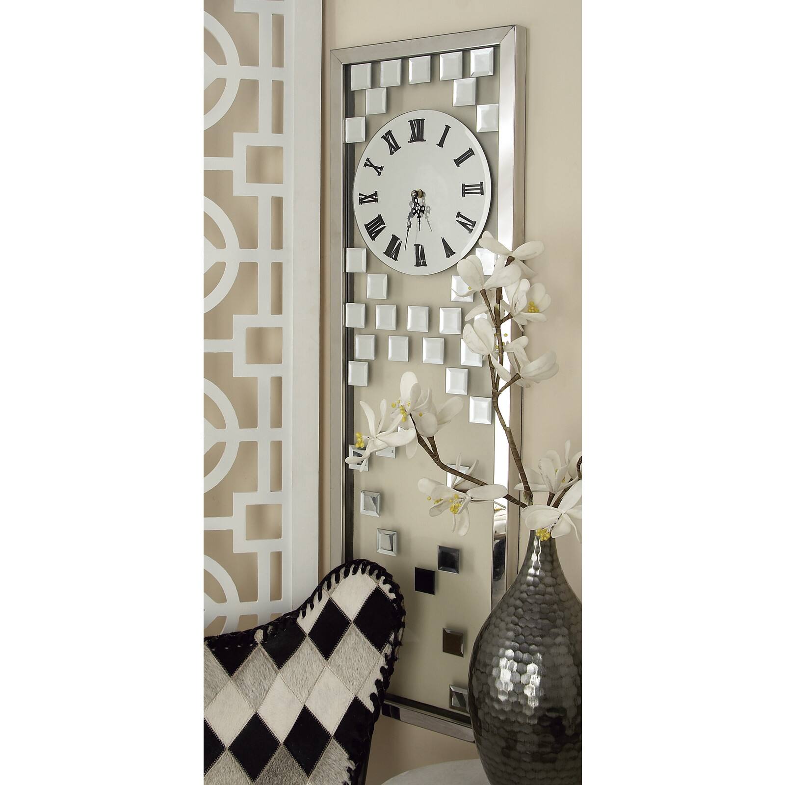 42" Silver Stainless Steel Glam Wall Clock