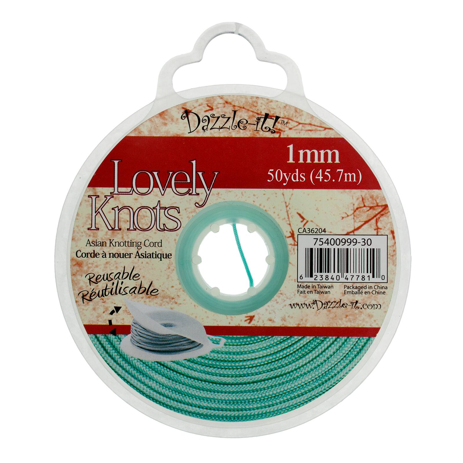 John Bead Lovely Knots 1mm Asian Knotting Cord with Bobbin, 50yd.
