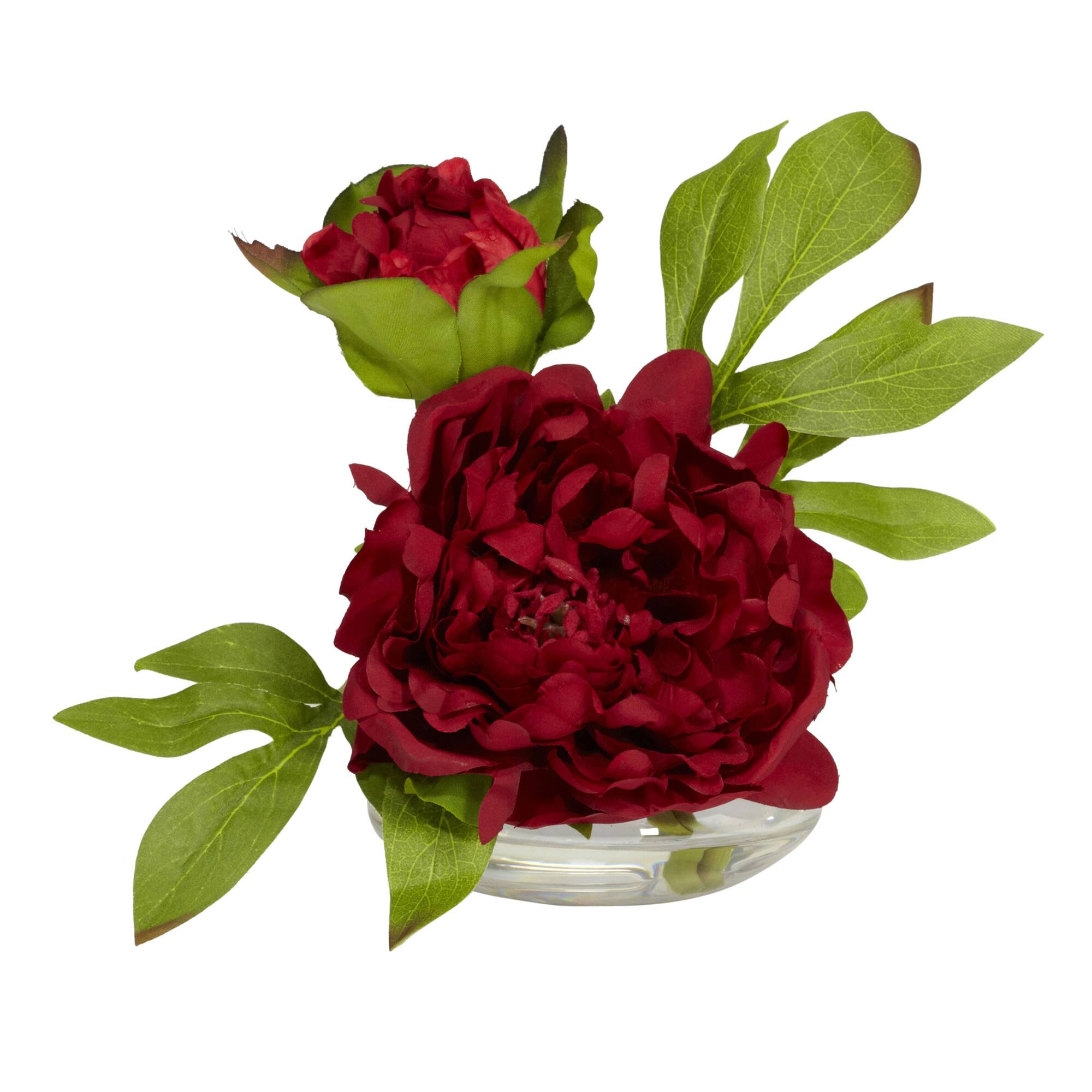 6&#x22; Assorted Peony in Glass Vase Set, 3ct.