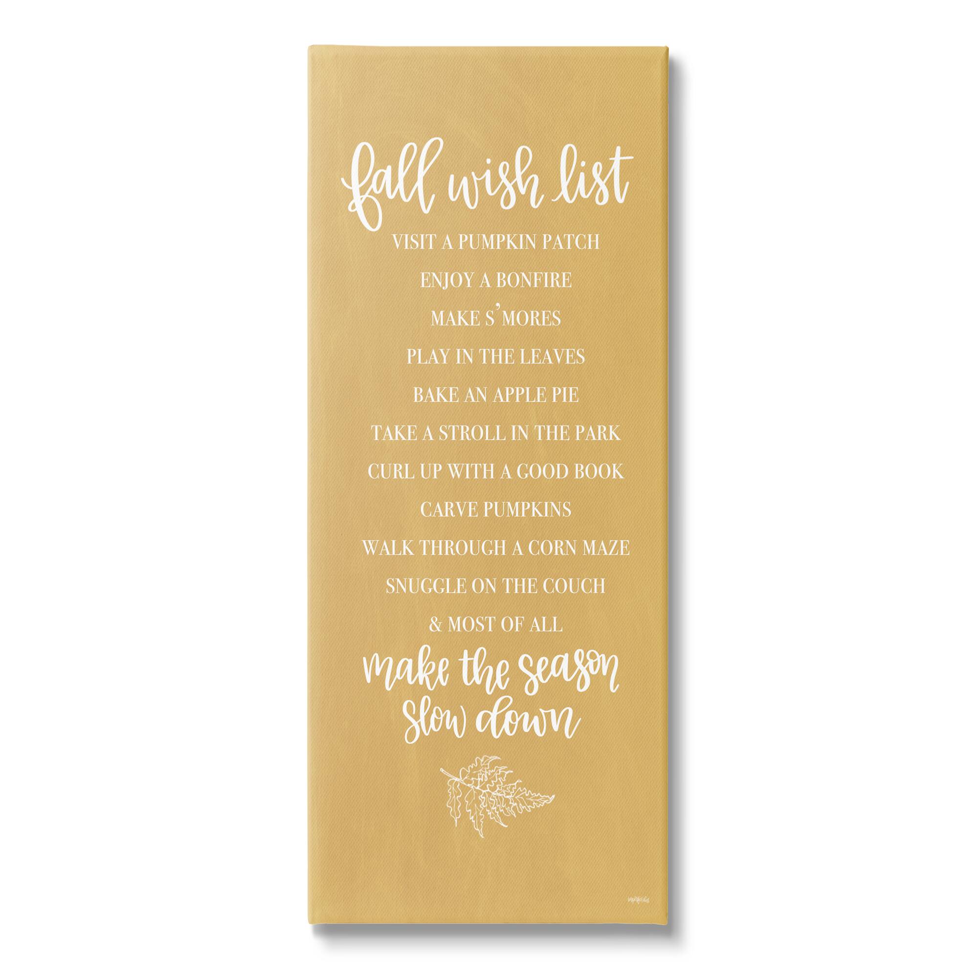 Stupell Industries Tan Fall Wish List Canvas Wall Art