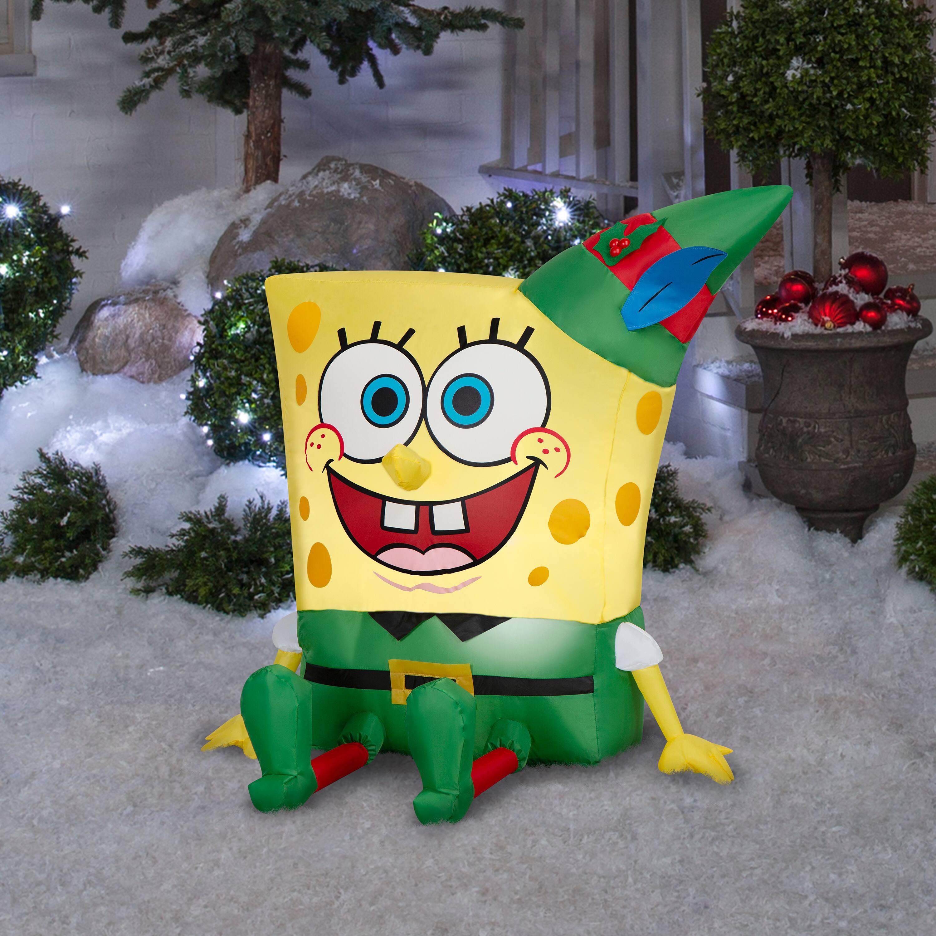 Airblown® 3ft Christmas Inflatable SpongeBob in Elf Outfit