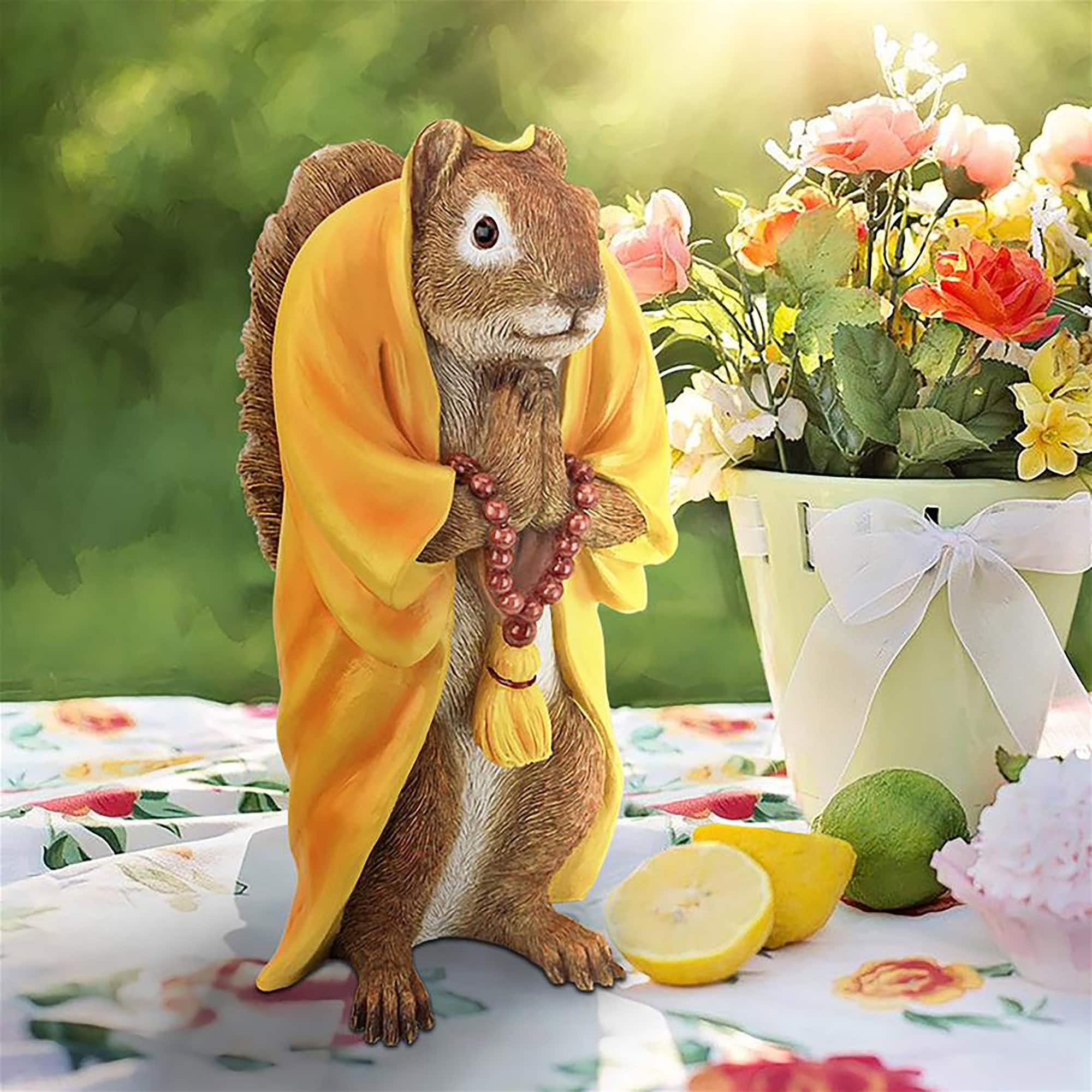 Design Toscano 10.5&#x22; Sensei Monk Zen Garden Squirrel Animal Statue