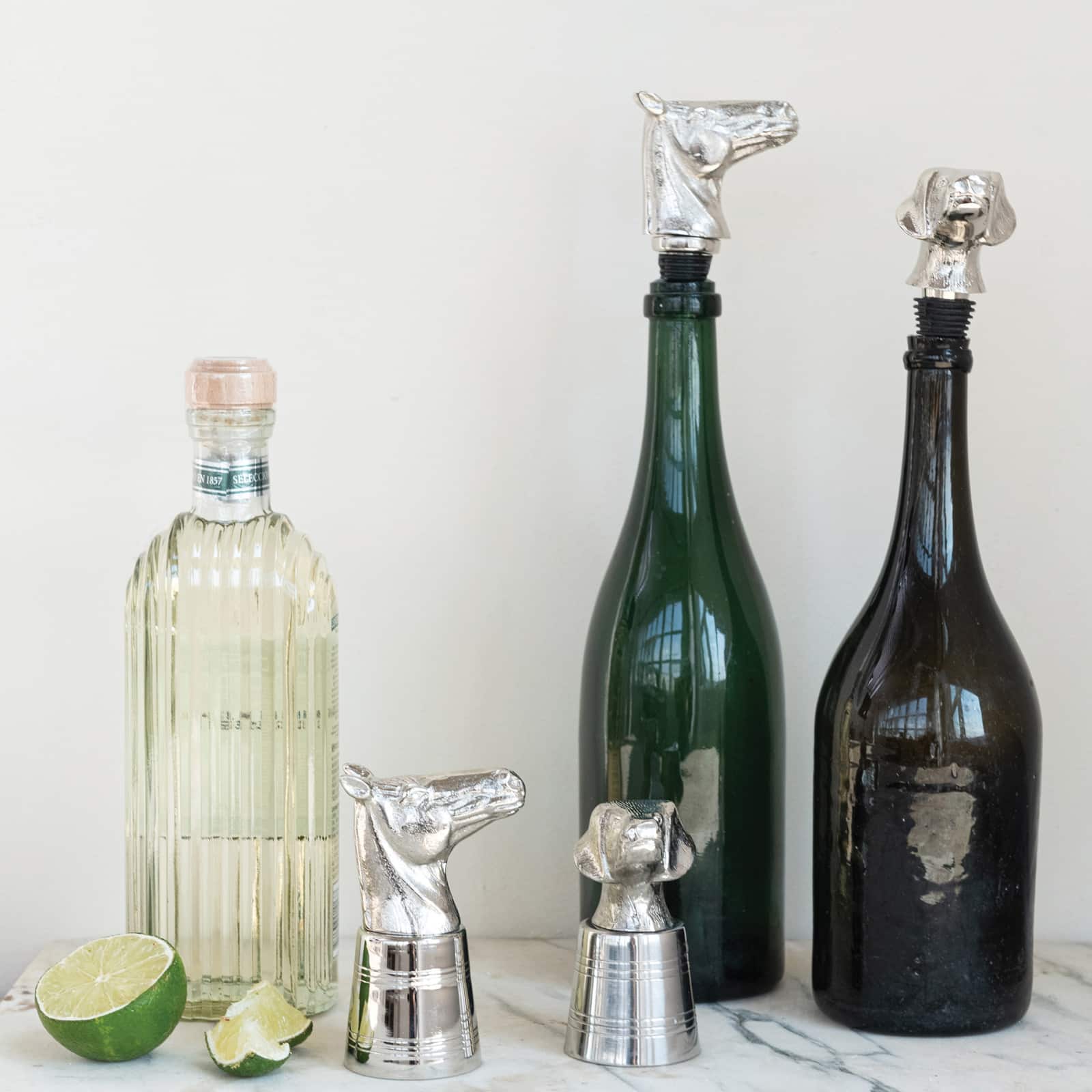 Hello Honey 2 oz. Cast Aluminum and Stainless Steel Horse Head Jigger in Kraft Box, Nickel Finish