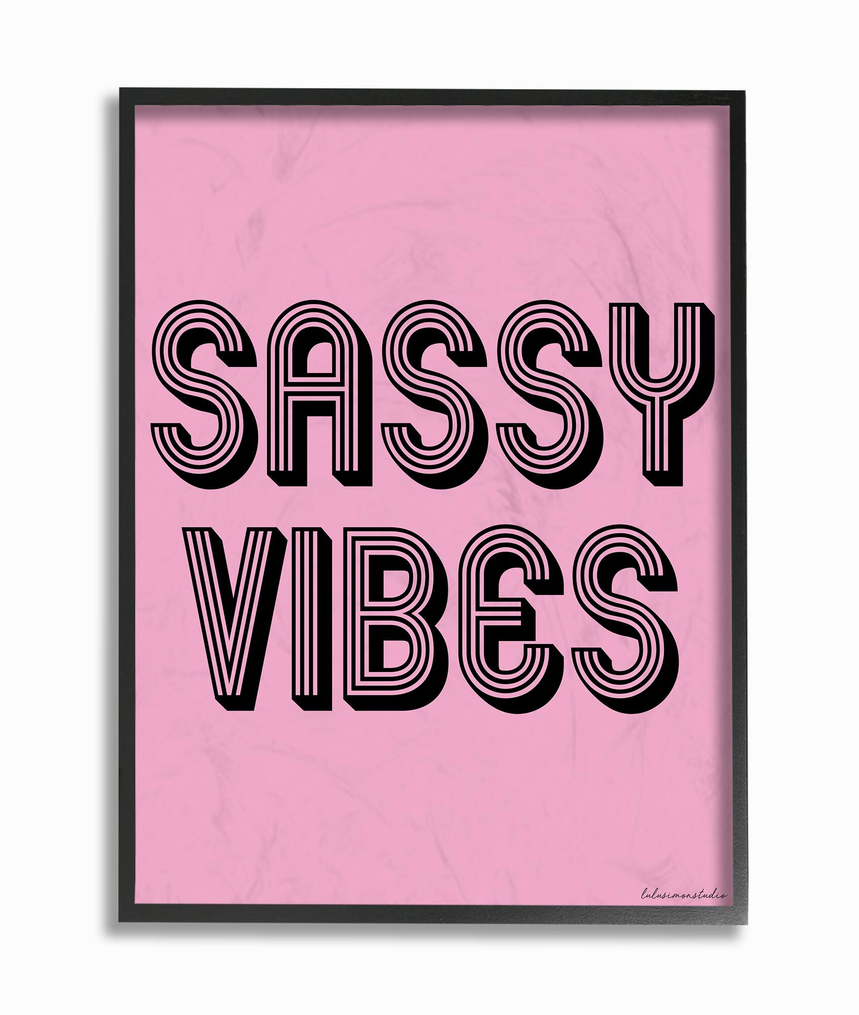 Stupell Industries lulusimonSTUDIO Pink & Black Sassy Vibes in Black Frame Wall Art