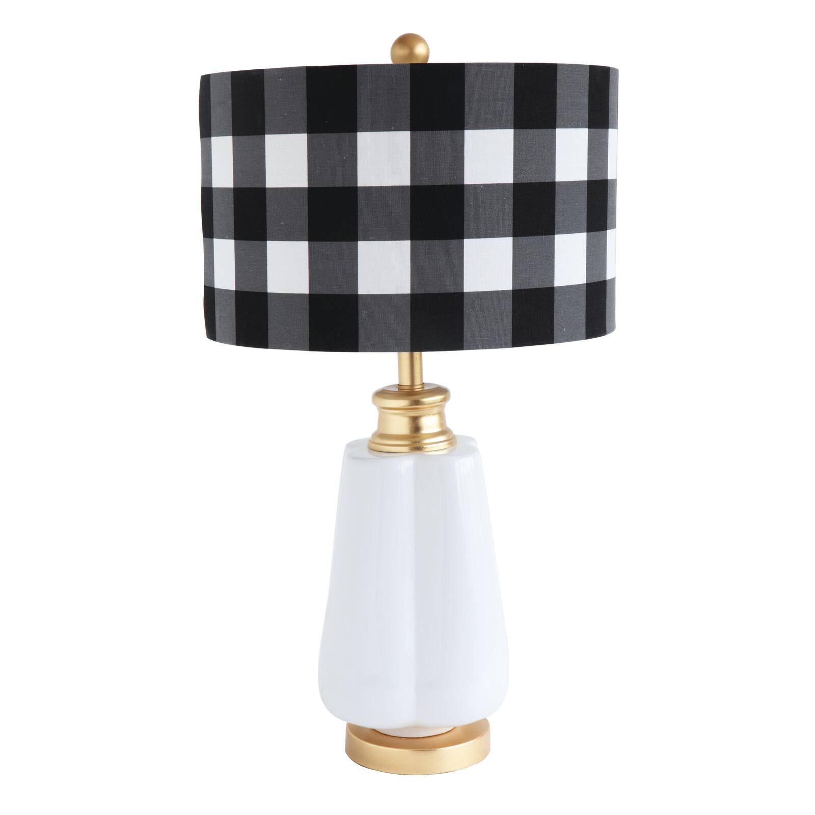 black and white gingham lamp