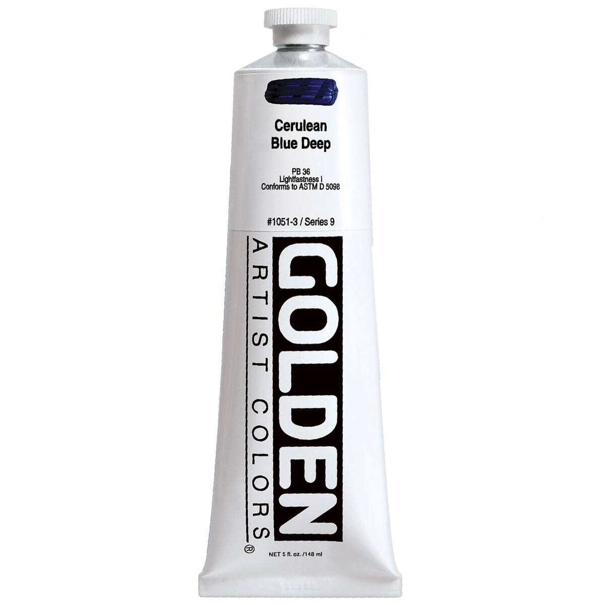 Golden Heavy Body Acrylic Paint, 5 oz in 1051 Cerulean Blue Deep