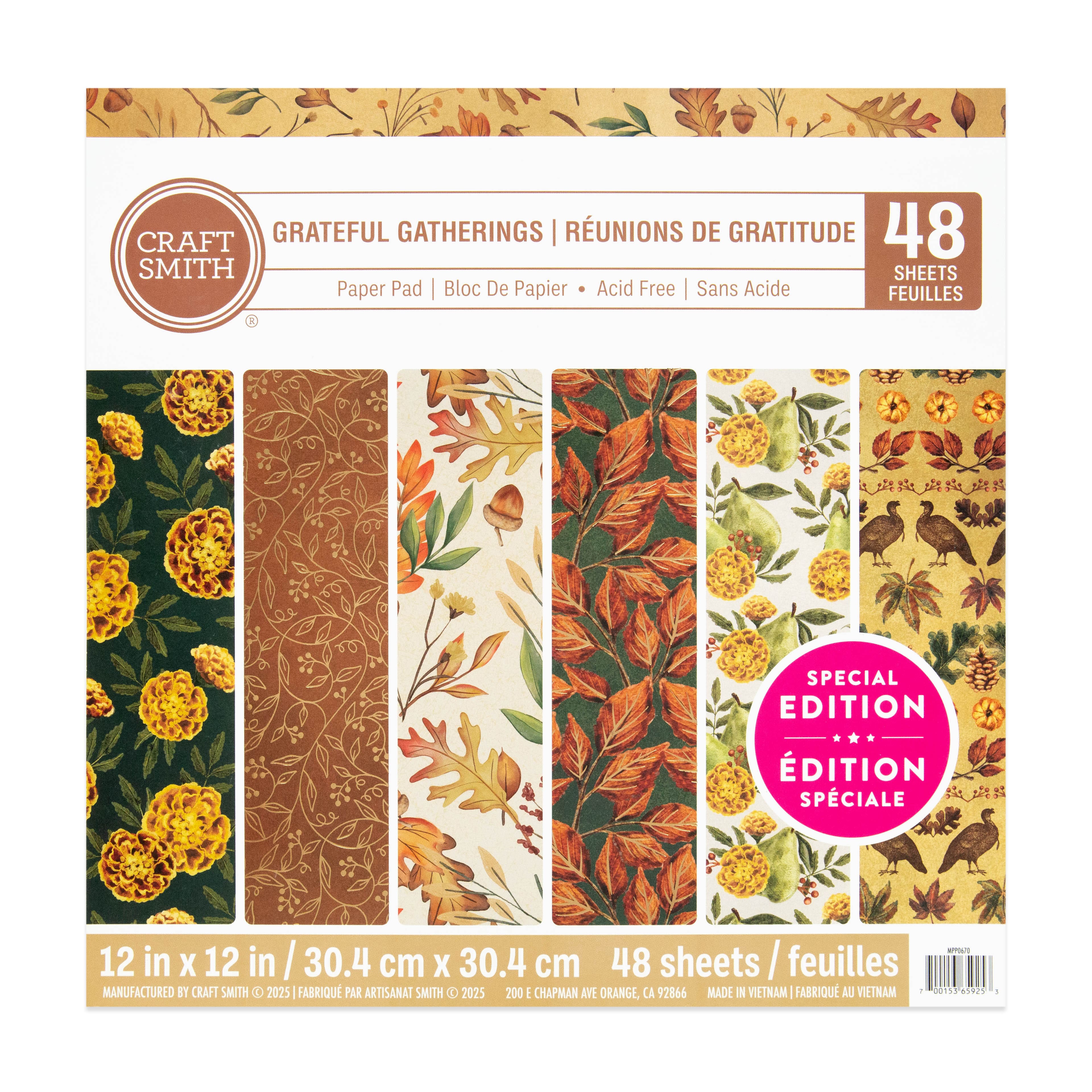 Craft Smith 12" x 12" Grateful Gatherings Paper Pad
