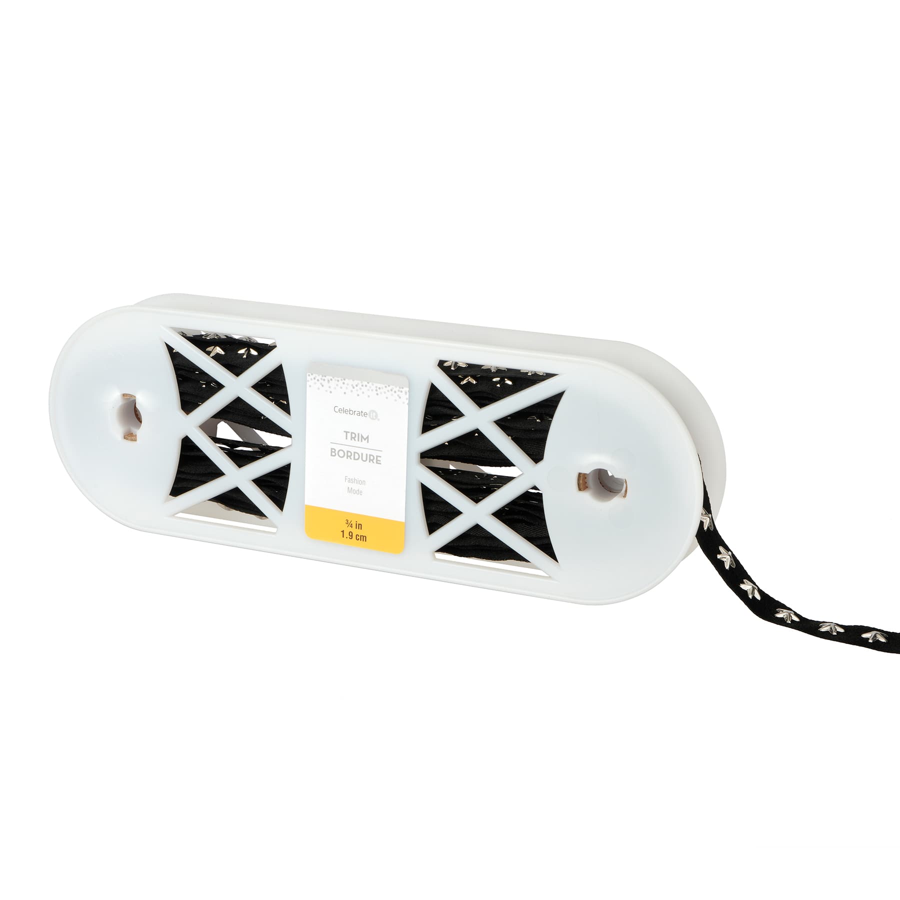 3/4&#x22; Black &#x26; Silver Star Studded Trim by Celebrate It&#xAE; Fashion Mode