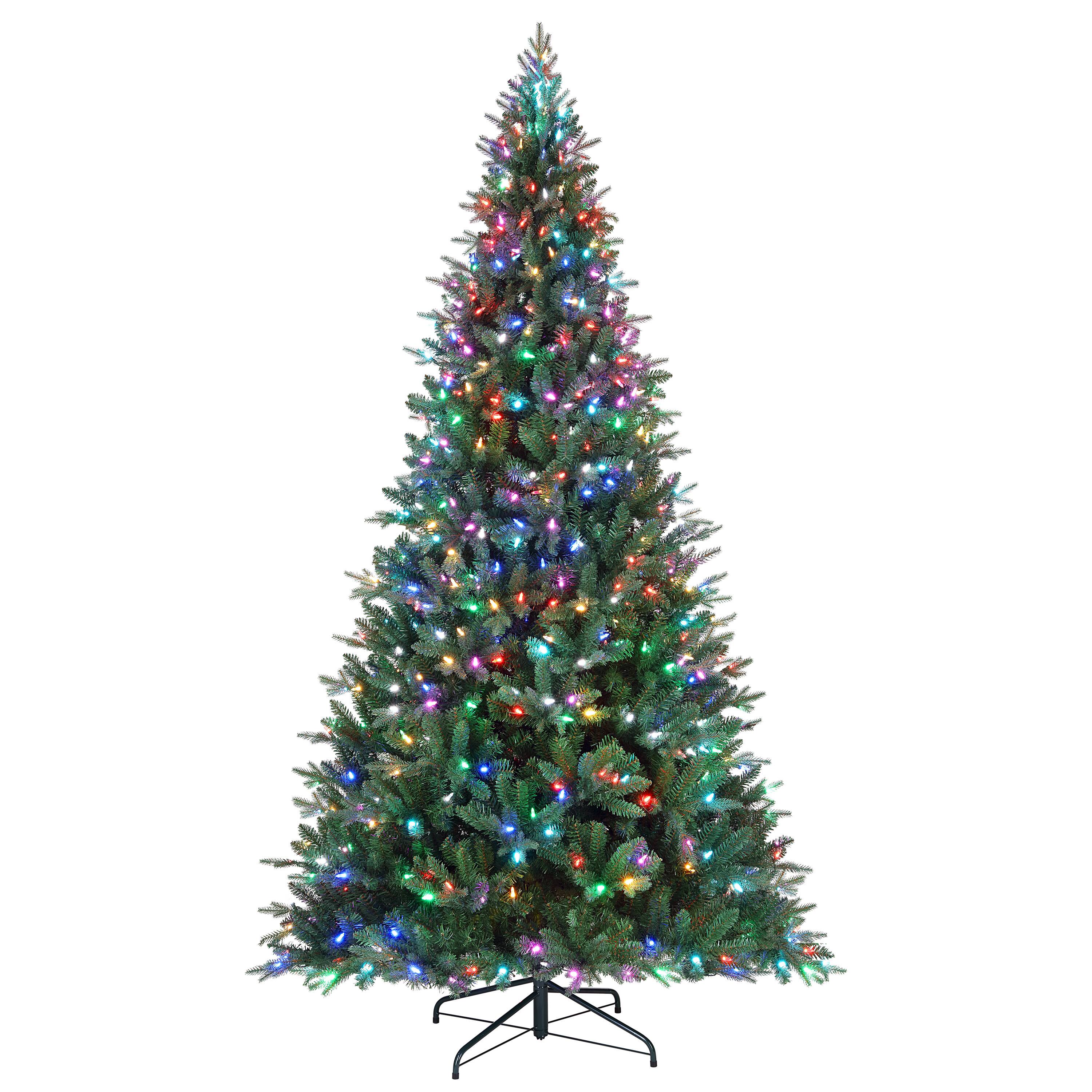9ft. Pre-Lit Alexa Enabled Vermont Spruce Artificial Christmas Tree, Multicolor LED Lights