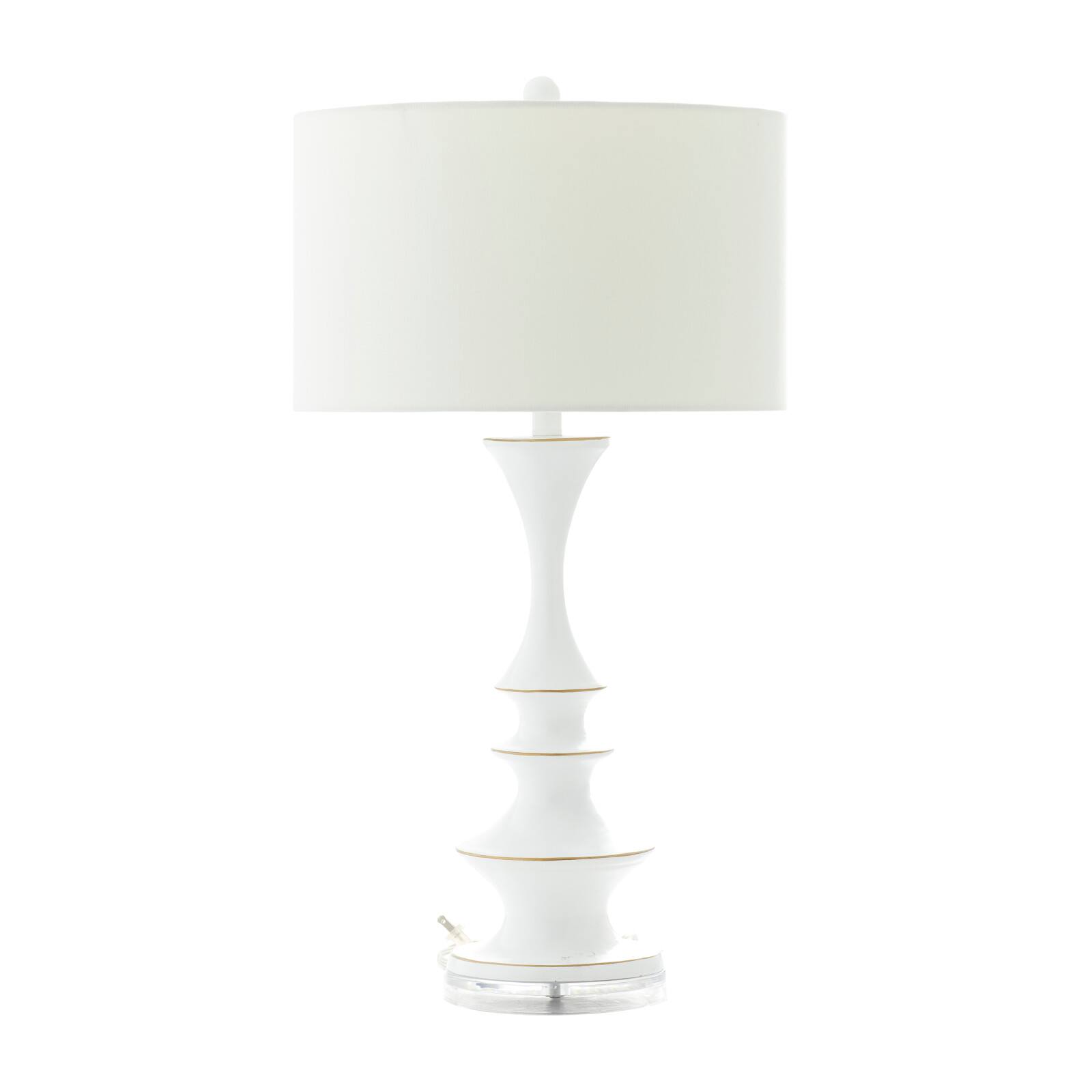 30" White Polystone & Iron Traditional Table Lamp