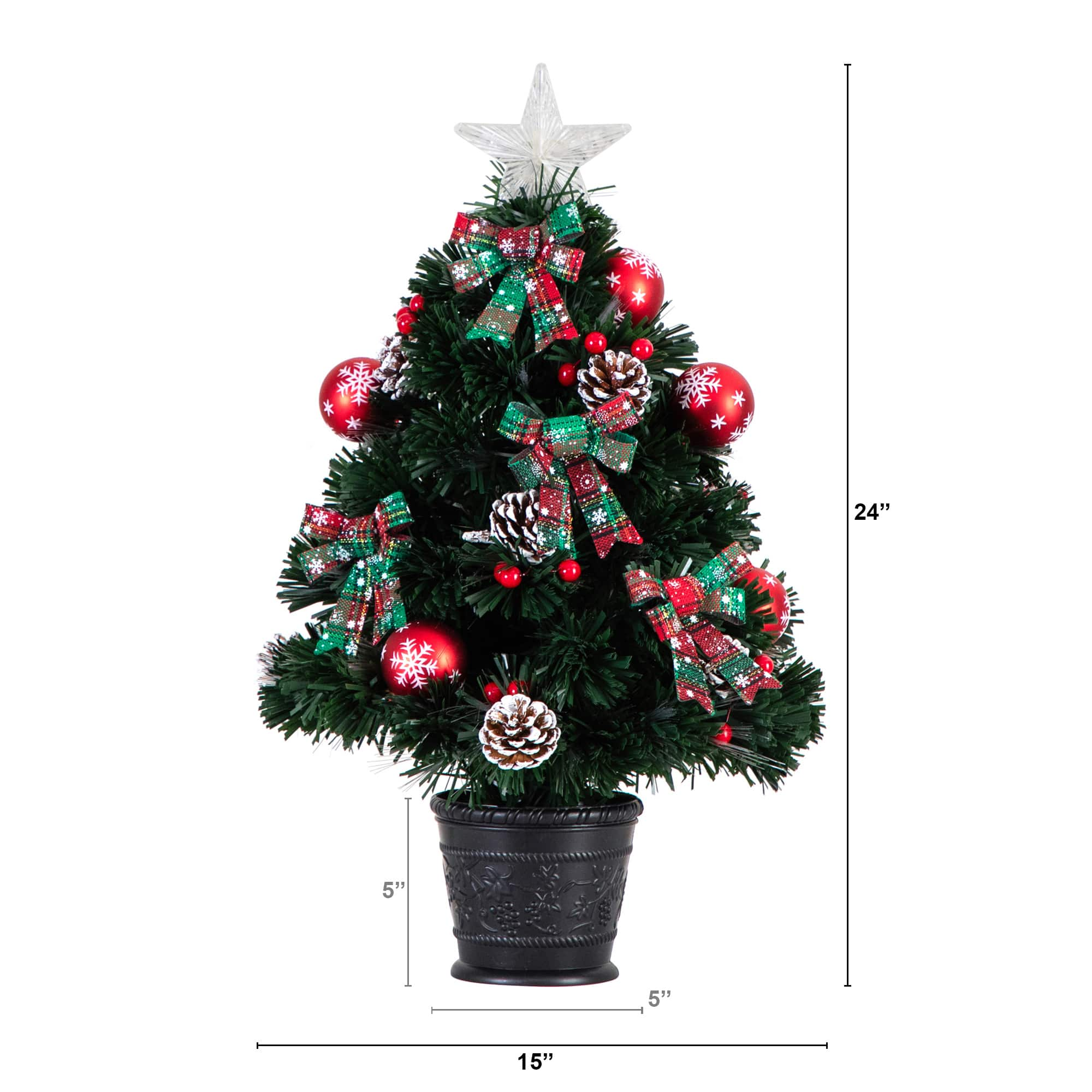 2ft. Pre-Lit Fir Artificial Christmas Tree in Planter, White Optic Fiber Lights