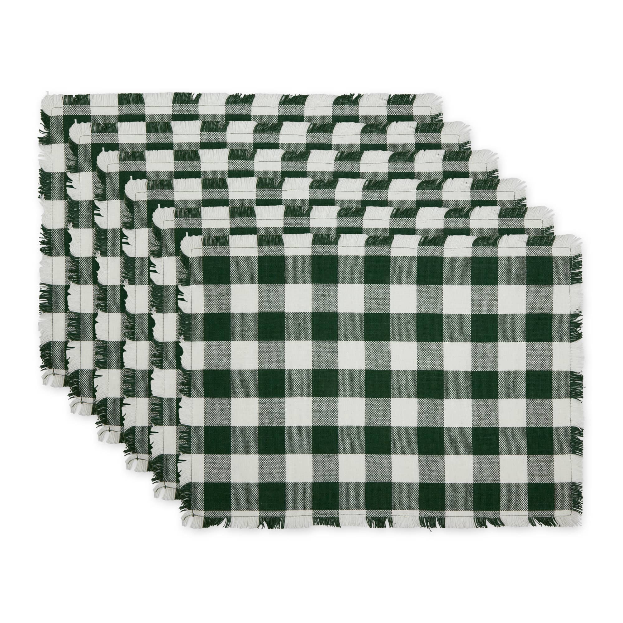 DII® Heavyweight Check Fringed Cotton Placemats, 6ct.