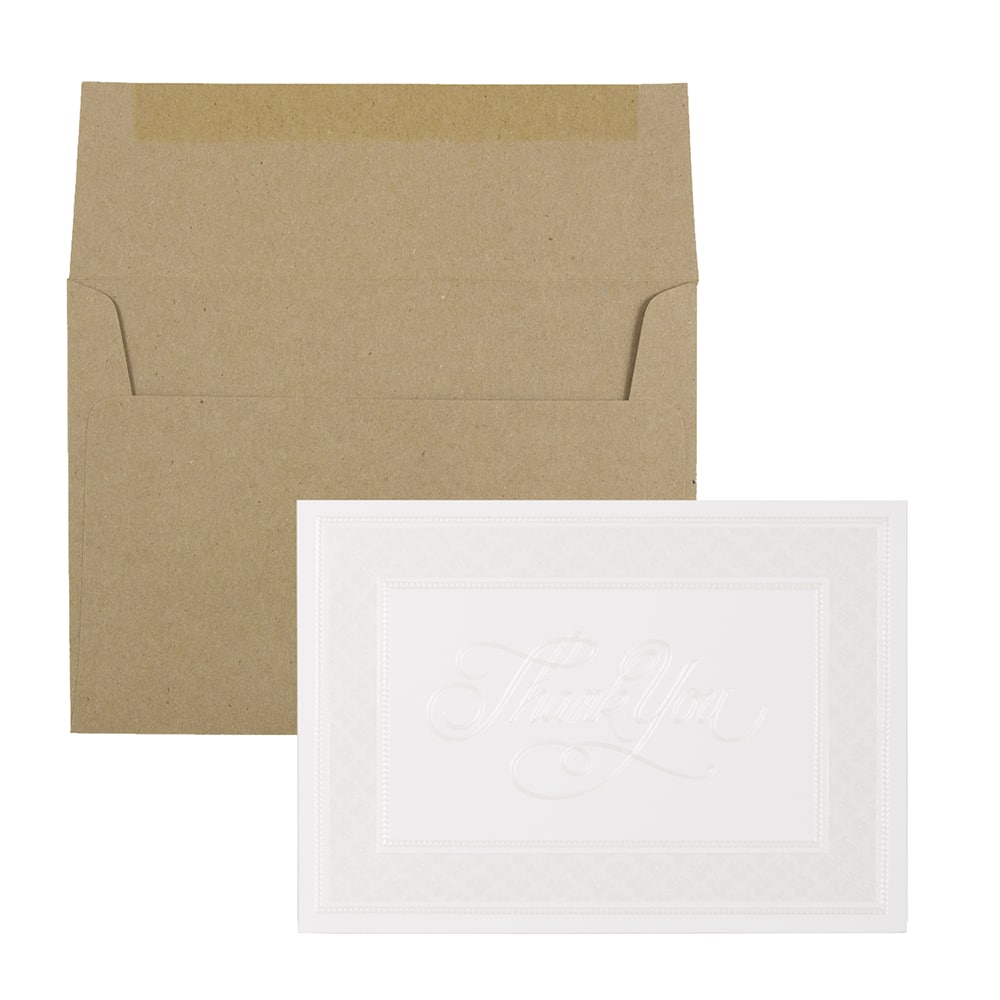 JAM Paper Pearl Border Thank You Cards & Kraft Envelopes, 25ct.