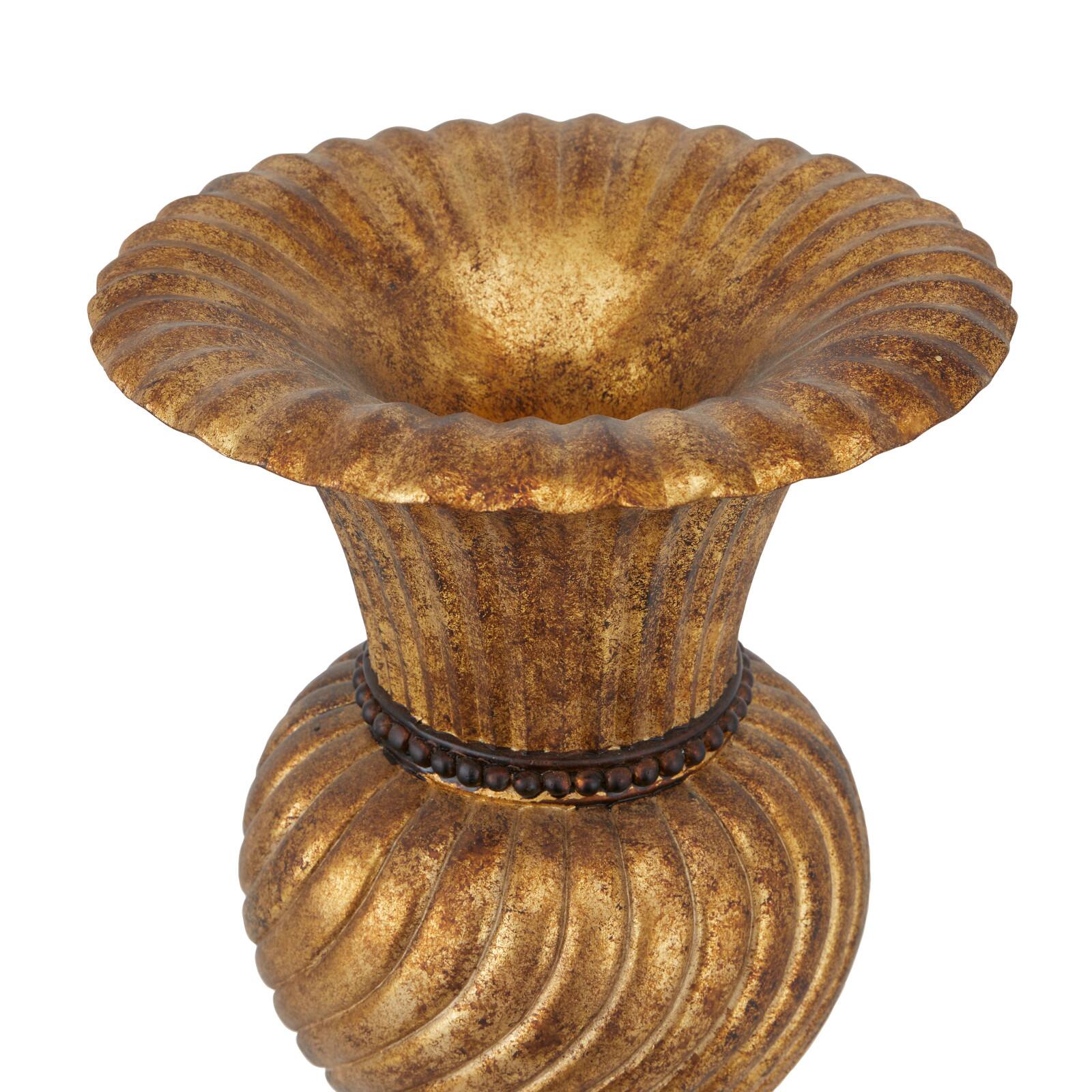 Gold Polystone Traditional Vase, 22" x 10" x 10"