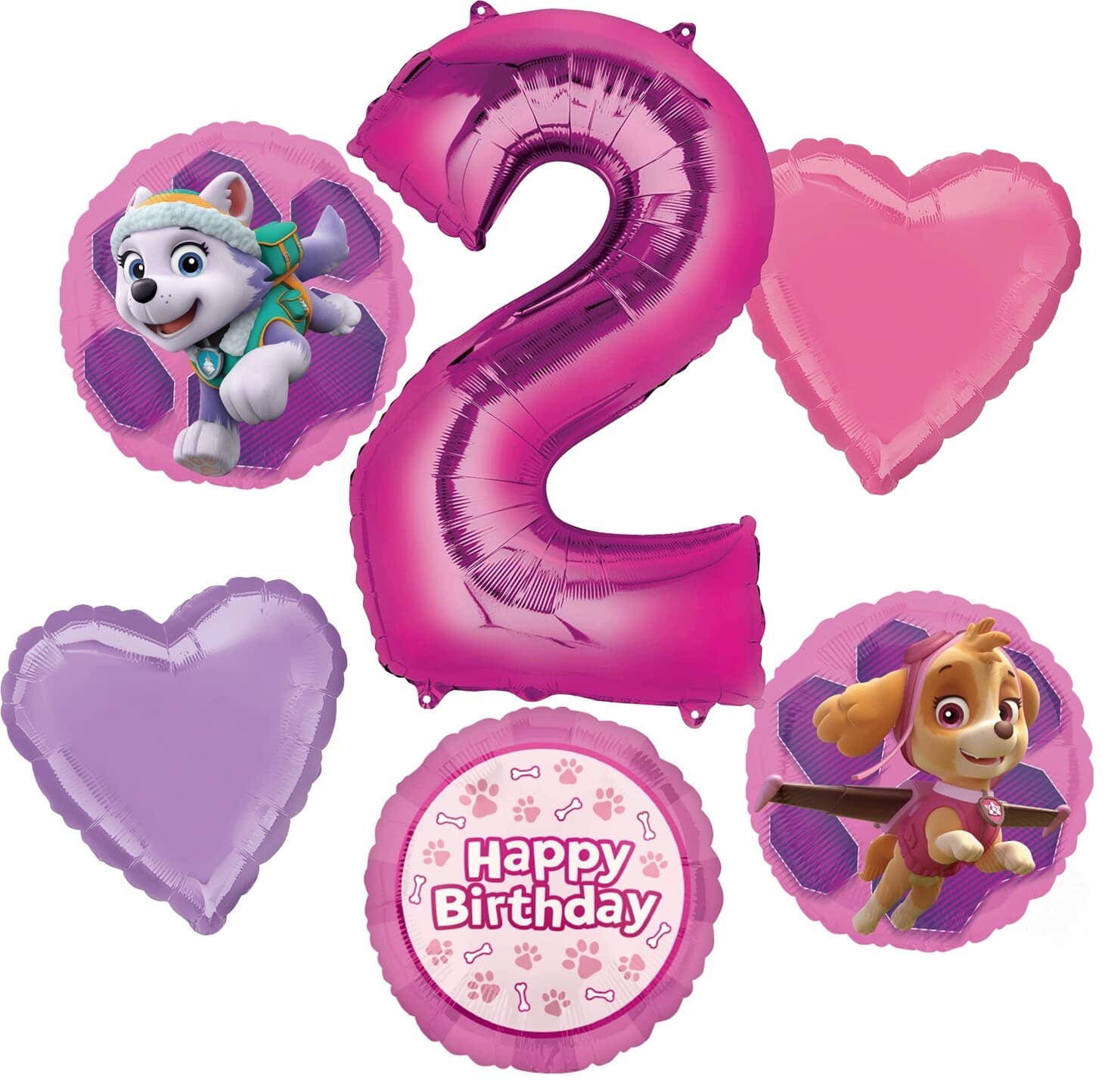 Paw Patrol Pink Birthday Age 6-Piece Foil Balloon Bouquet