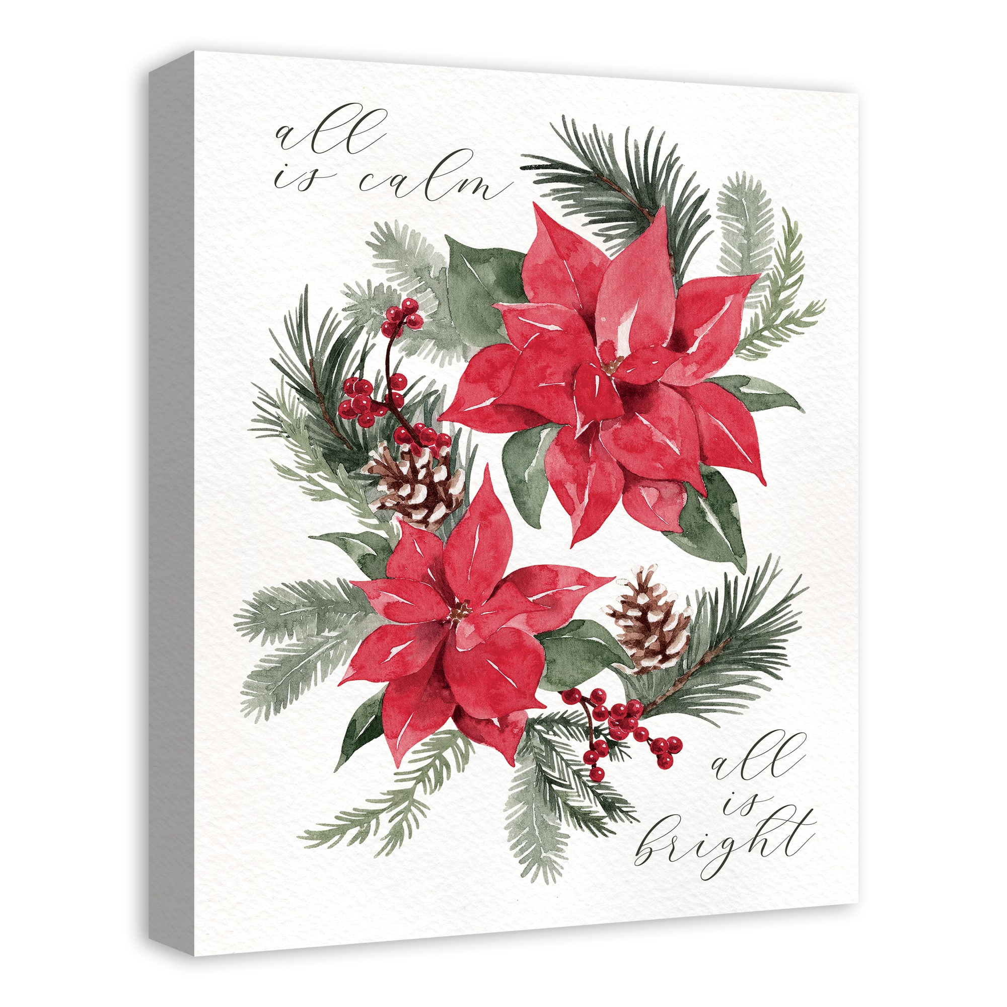 All is Calm Poinsettia 16&#x22; x 20&#x22; Canvas Wall Art