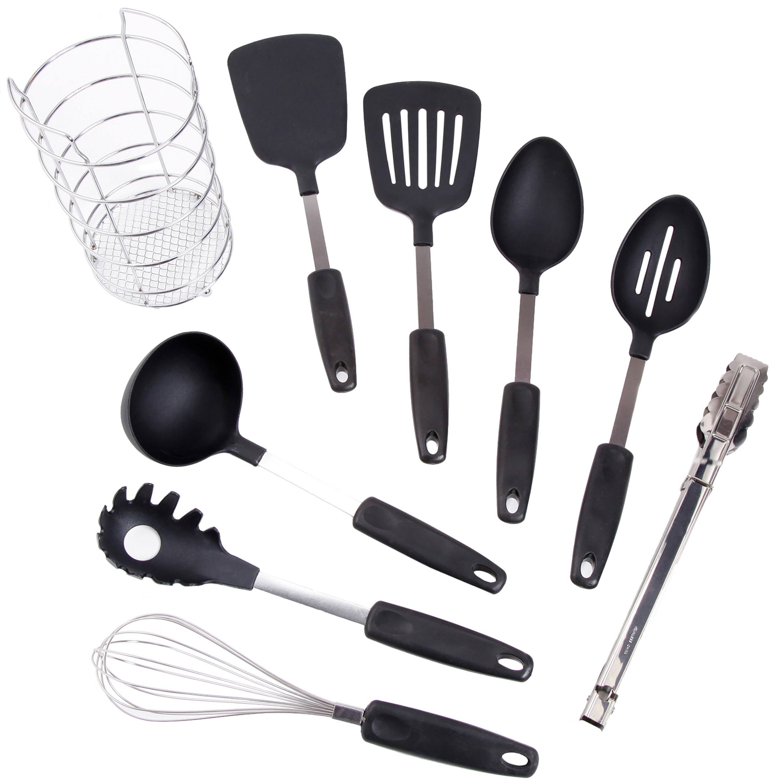 Gibson Chef's Better Basics Utensil Set In Round Shape Wire Caddy, 9ct.