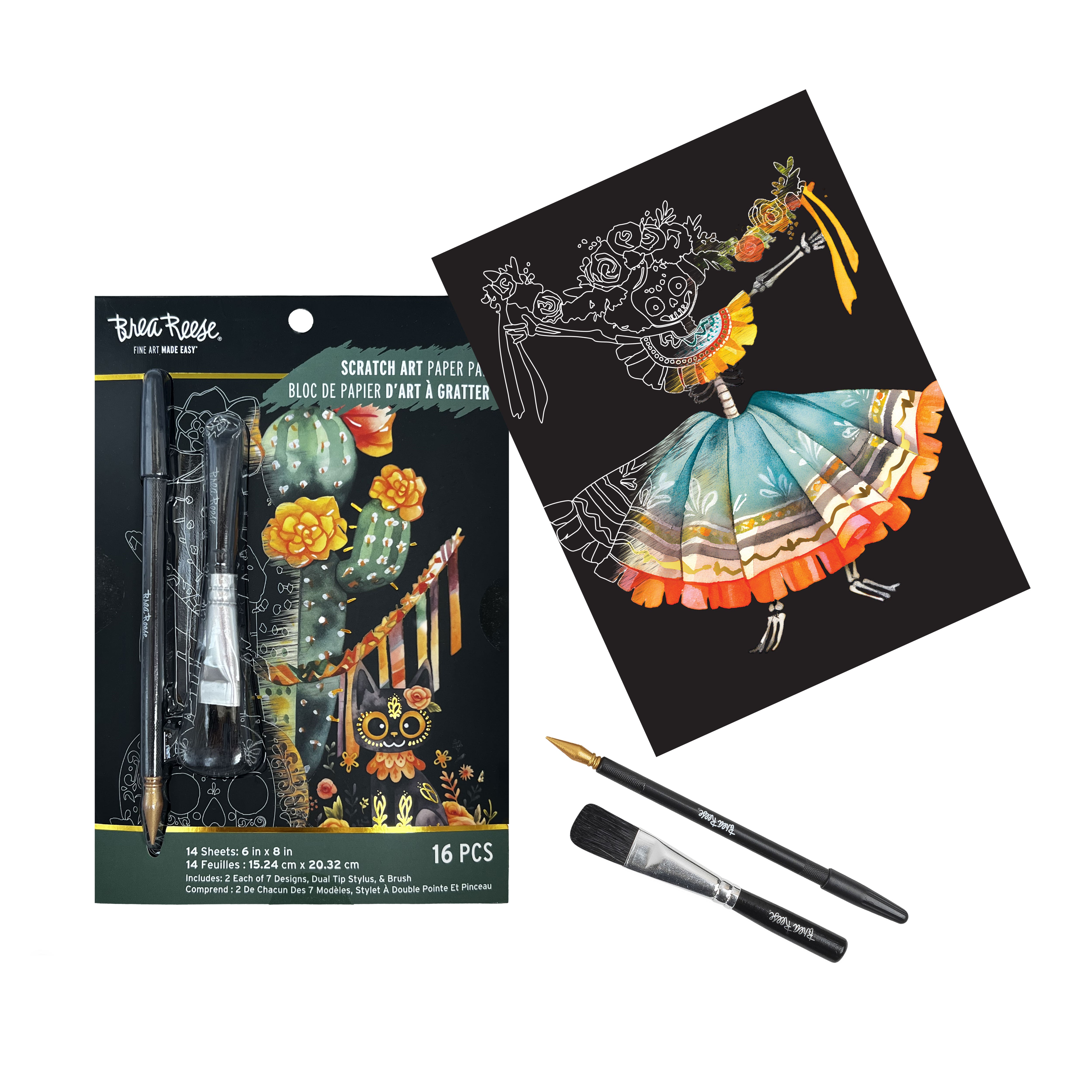 Brea Reese&#x2122; 6&#x22; x 8&#x22; Creepy Cacti Scratch Art Paper Pad