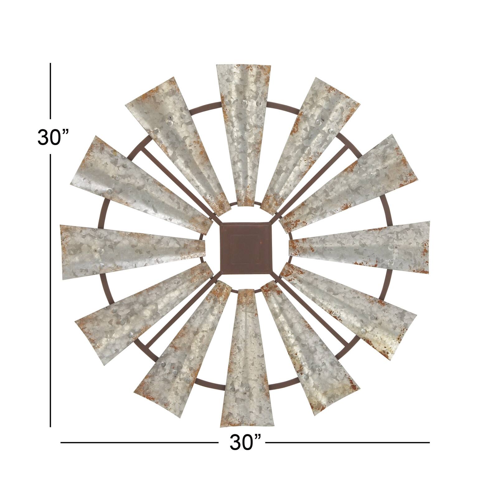 Silver Farmhouse Decorative Windmill Wall Accent