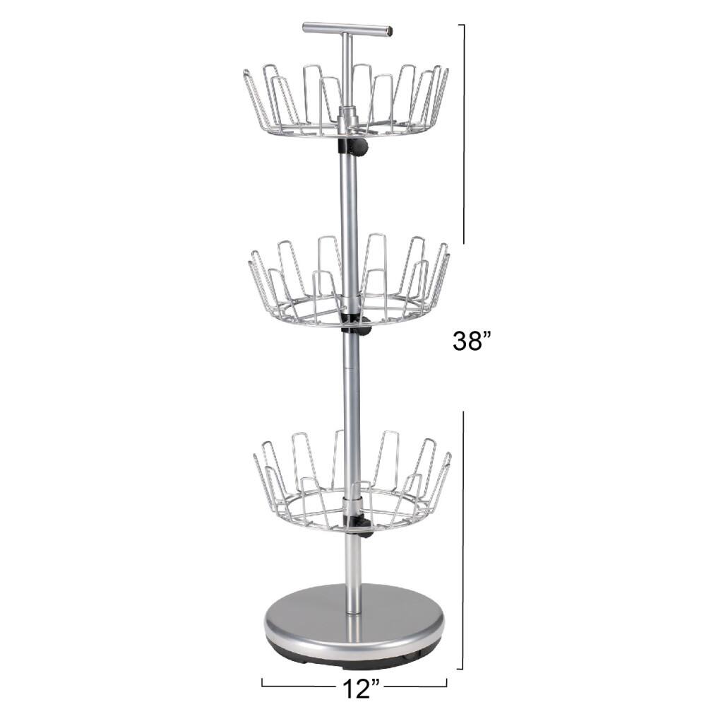 Household Essentials 38" Silver 3-Tier Revolving Shoe Tree