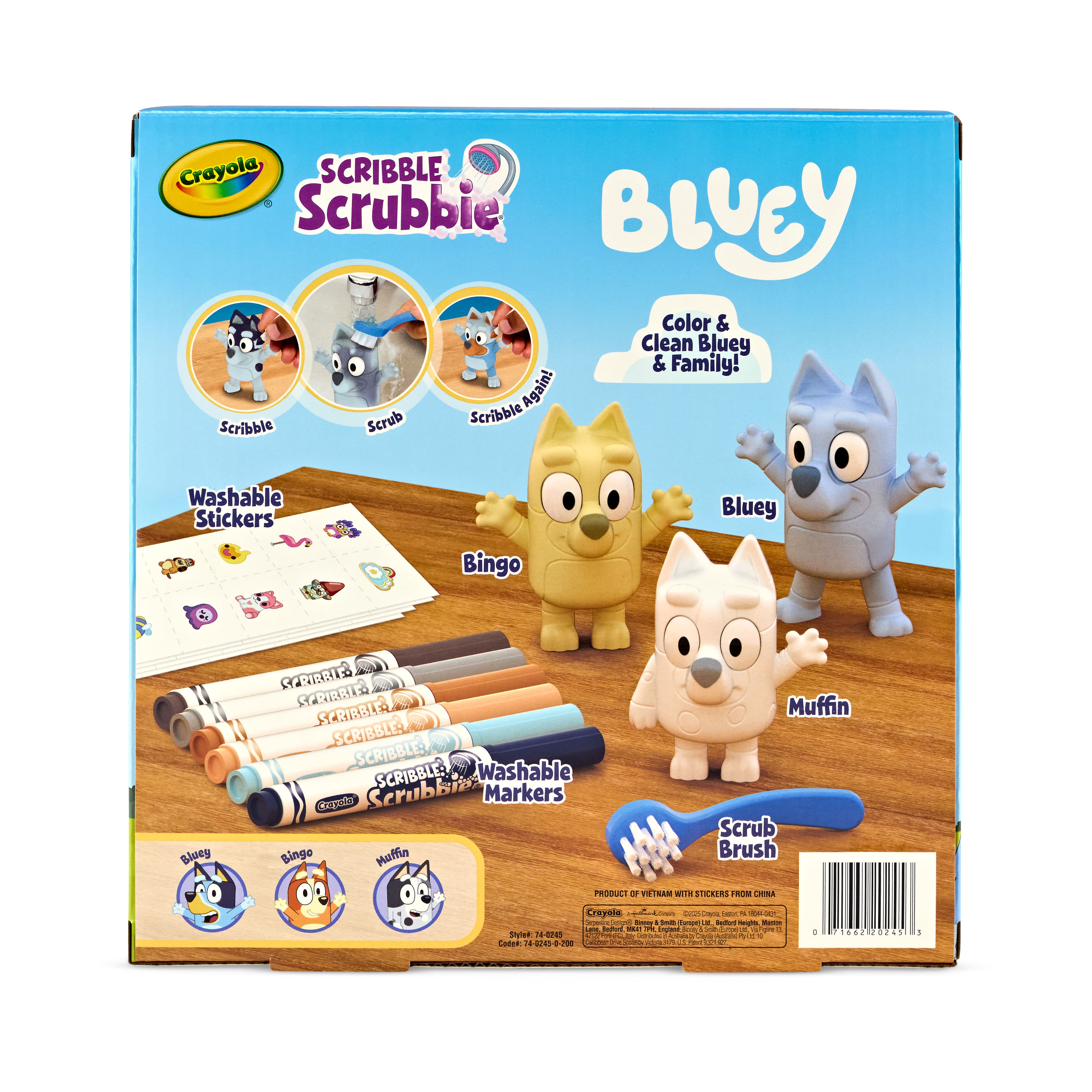 Crayola&#xAE; Scribble Scrubbie&#xAE; Deluxe Bluey Playset with Washable Stickers, 3ct.